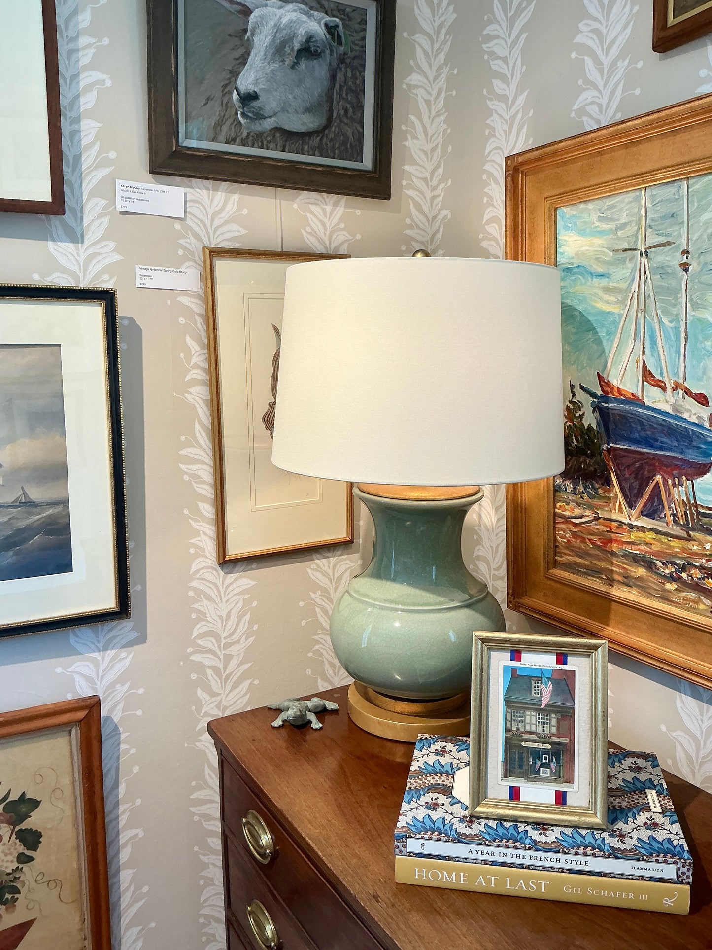 Betsy Ross House Postcard on Ivory Duck Cloth in Gold Frame