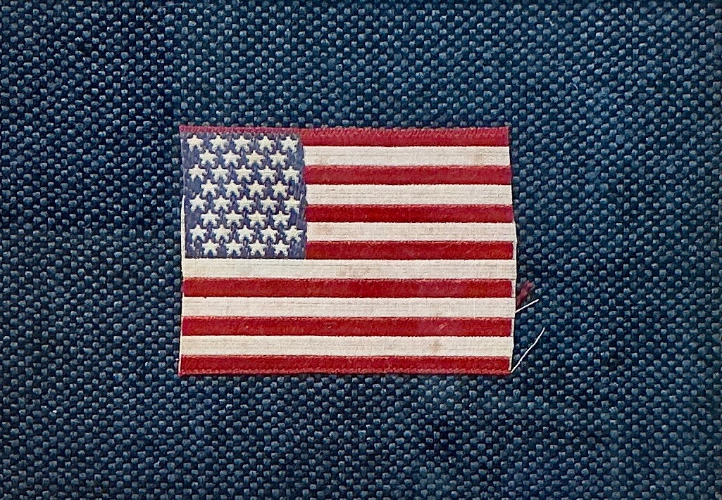 Antique Silk 36 Star American Flag on Navy Pique in Gold Frame