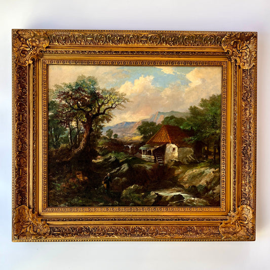 19th Century Mountain Landscape Oil Painting