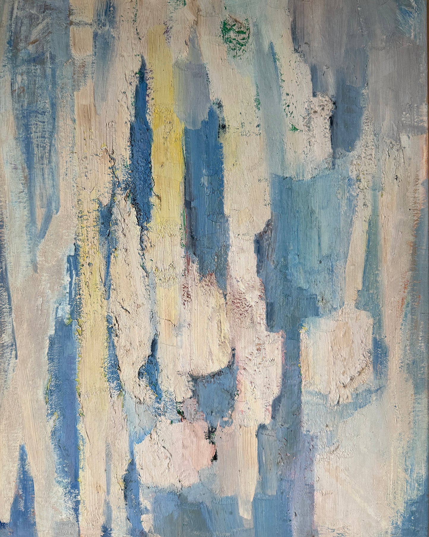 Richard Rogers Mid Century Blue Light Pink Abstract Oil Painting in Gold Frame