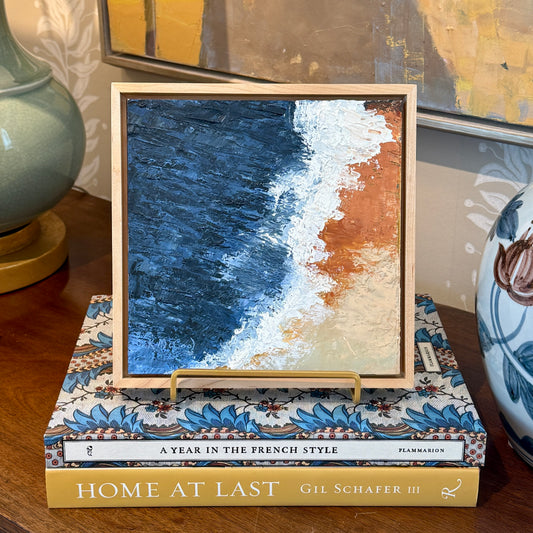 Karen McCool Above The Shoreline Oil and Wax Painting in Maple Floater Frame