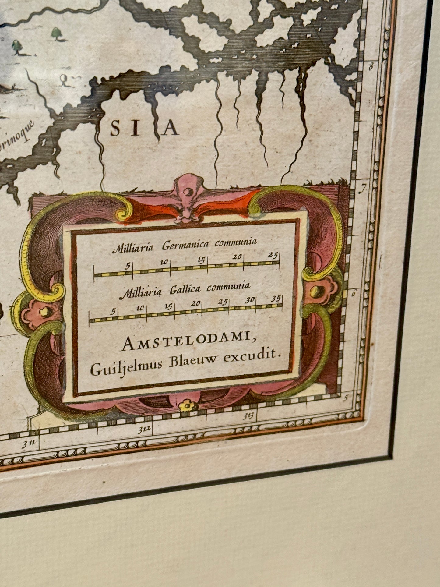 Antique Henricus Hondius Engraved and Hand Colored Map of Venezuela in Gold Frame