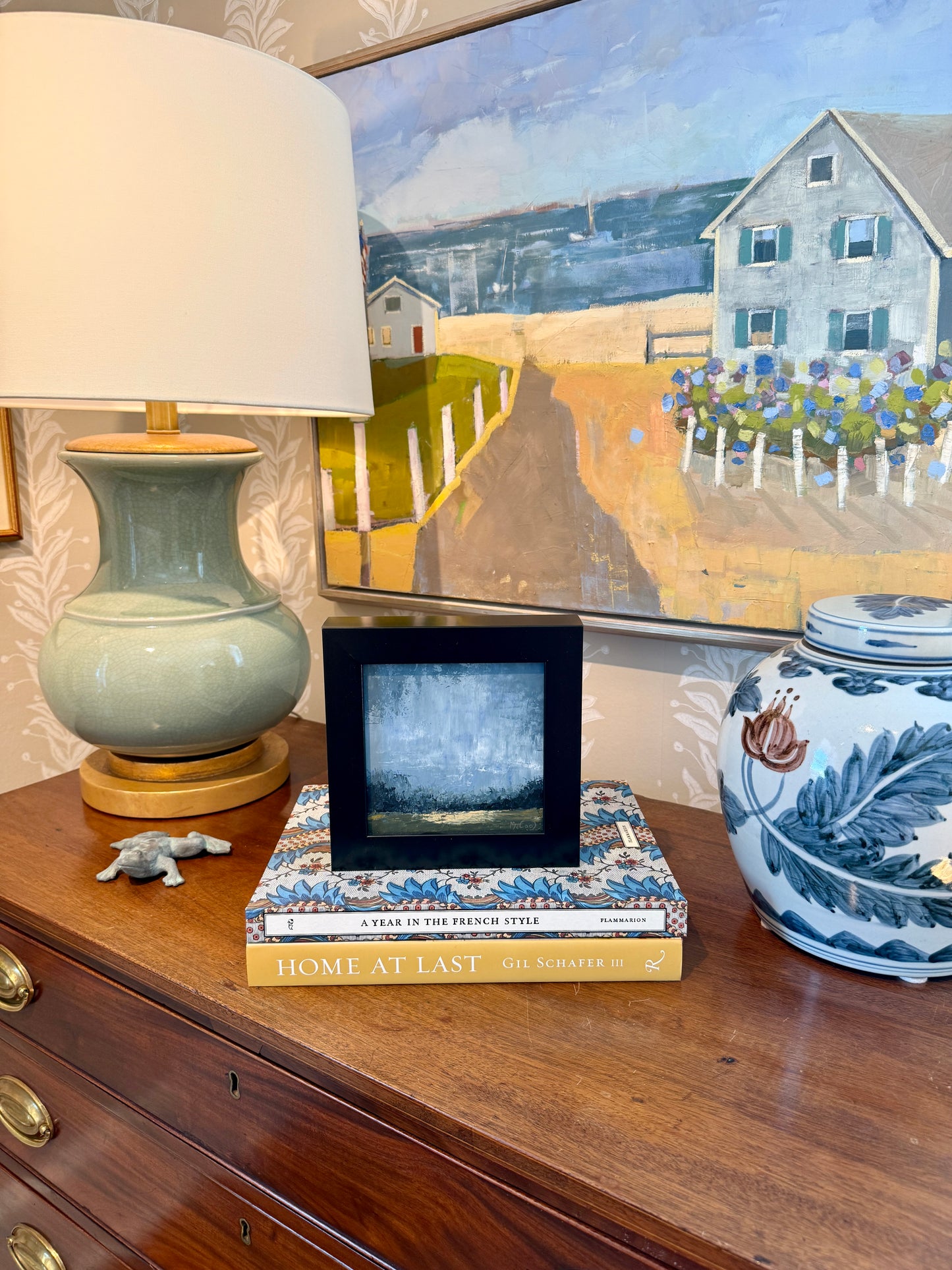 Karen McCool Abiah Taylor Farm West Chester, PA Oil and Wax Painting in Black Frame