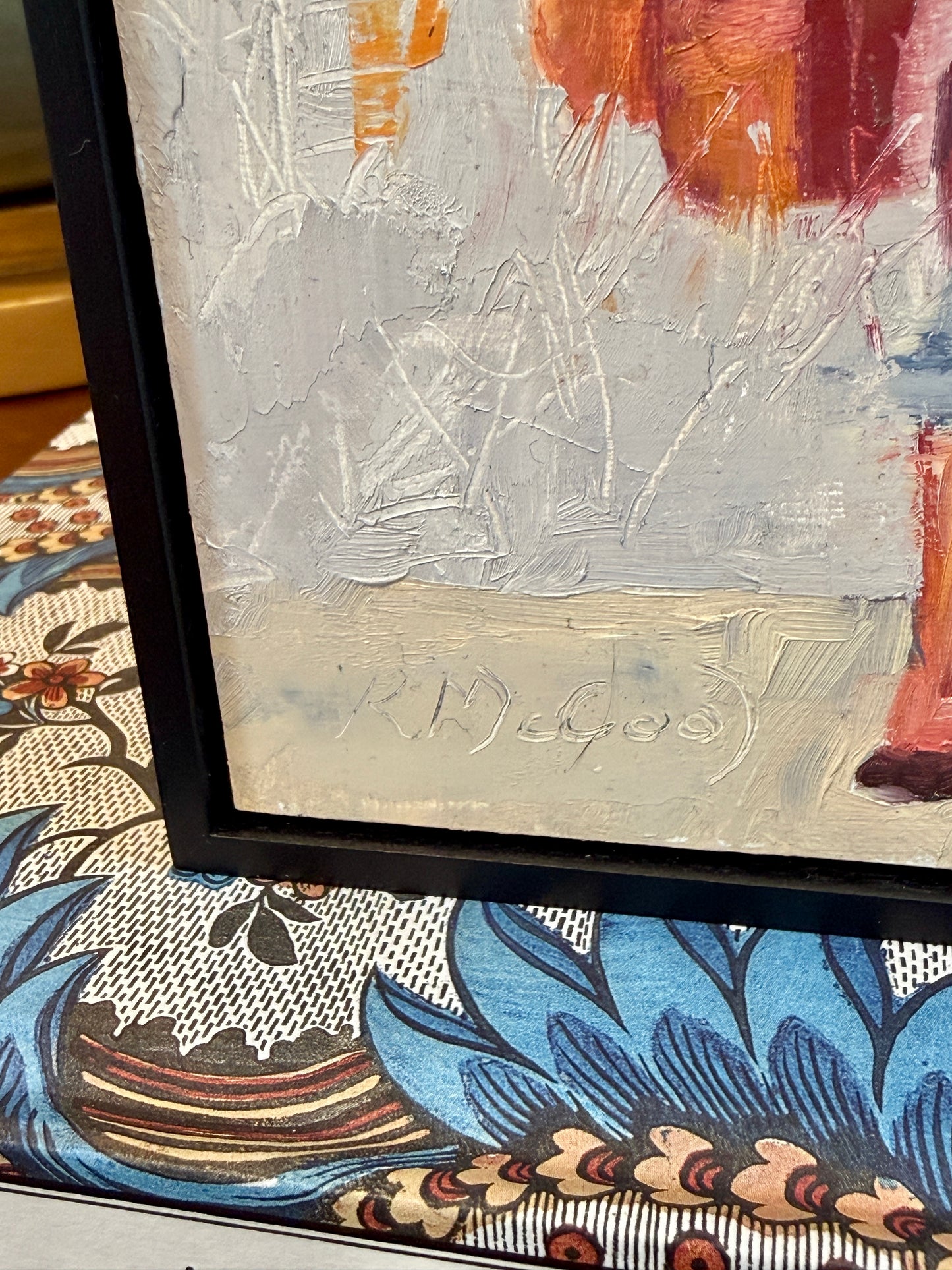 Karen McCool Kmart Superman Portrait Oil Painting in Black Floater Frame