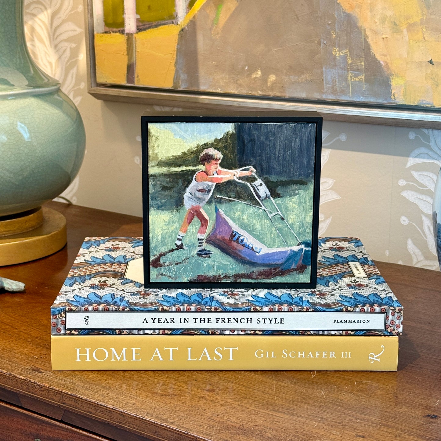 Karen McCool Before Go Fund Me Oil Painting in Black Floater Frame