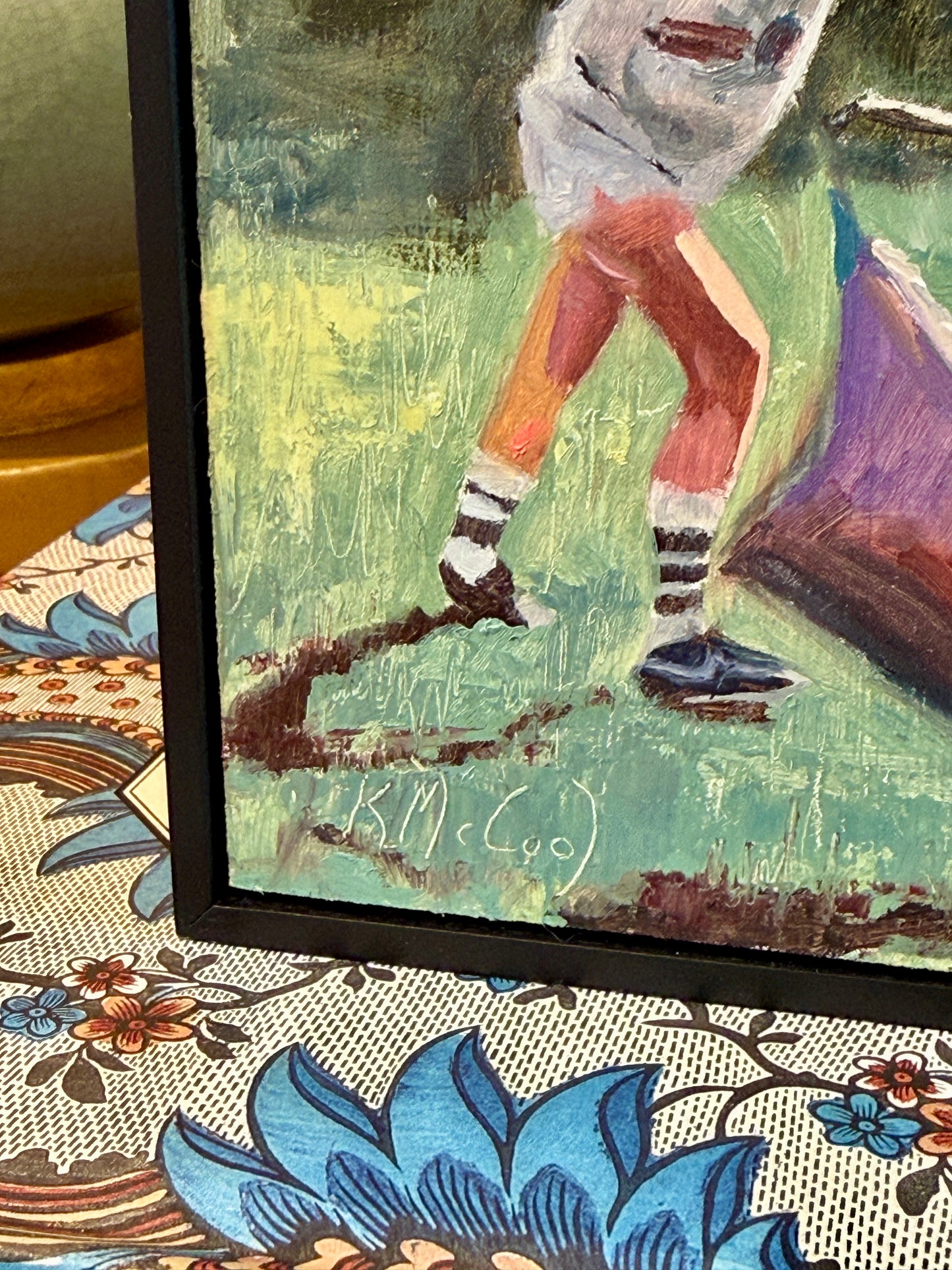 Karen McCool Before Go Fund Me Oil Painting in Black Floater Frame