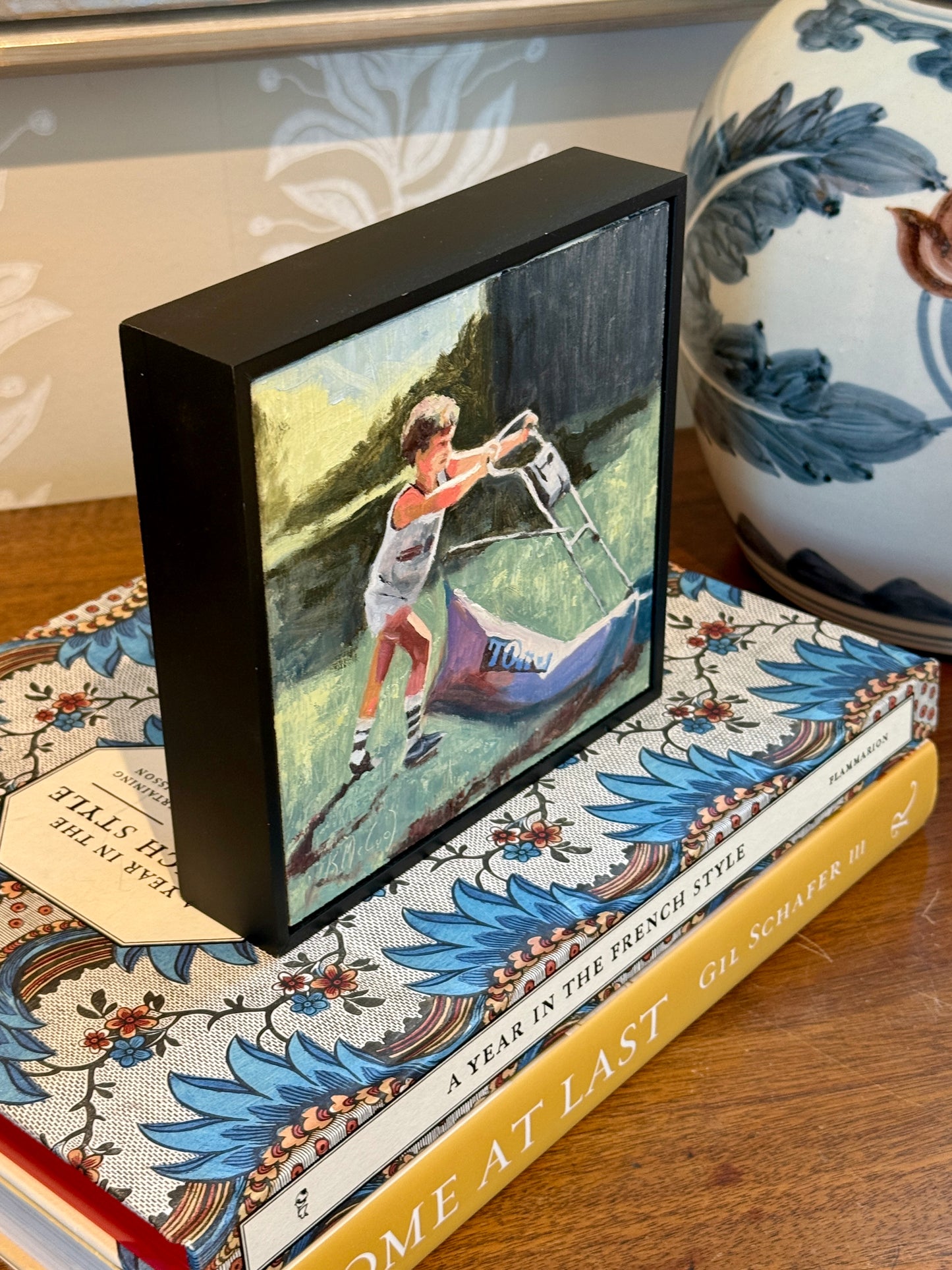 Karen McCool Before Go Fund Me Oil Painting in Black Floater Frame