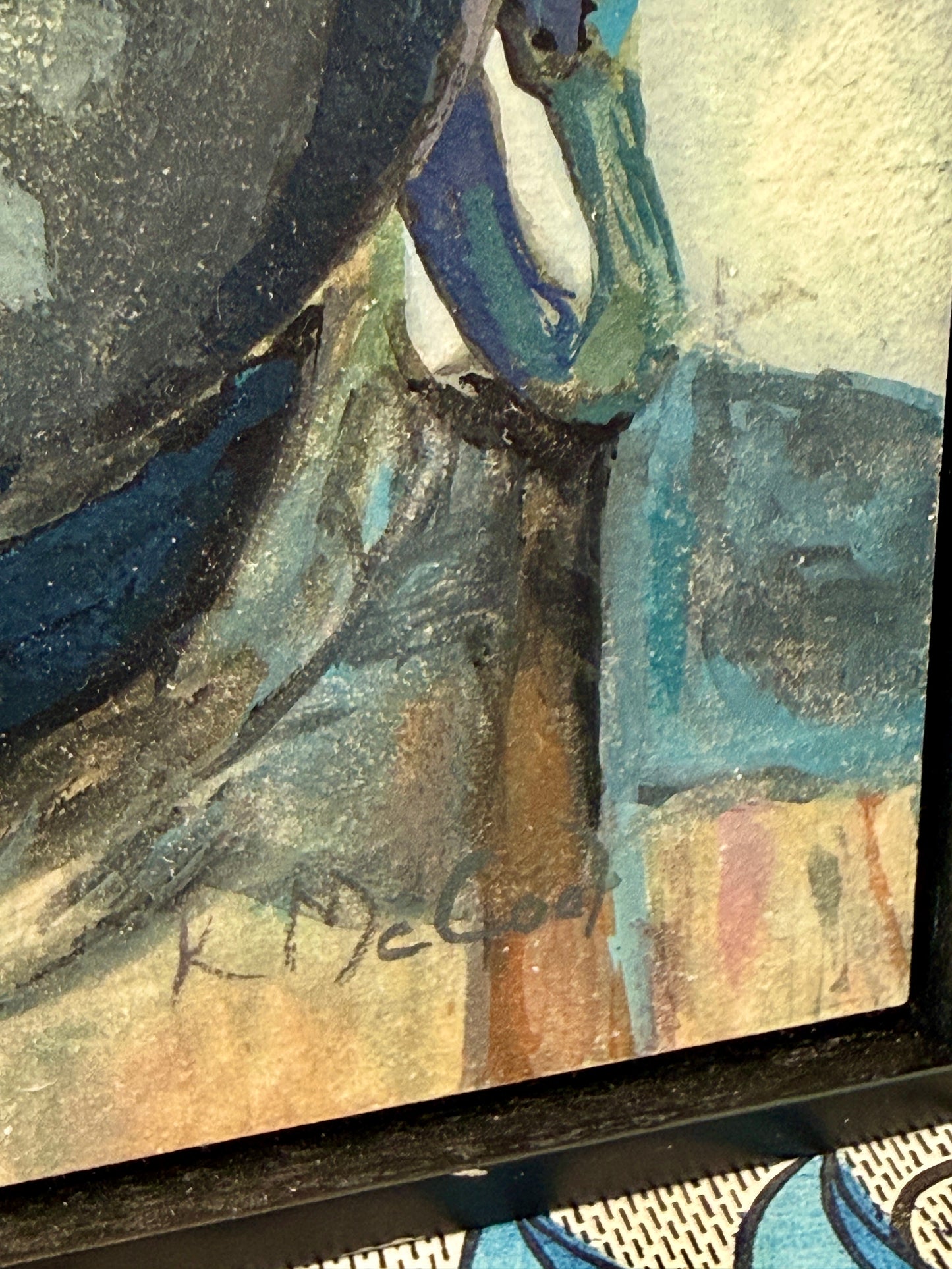 Karen McCool Ok, But Have You Tried Deep Breathing? Buddha Portrait Oil Painting in Black Floater Frame