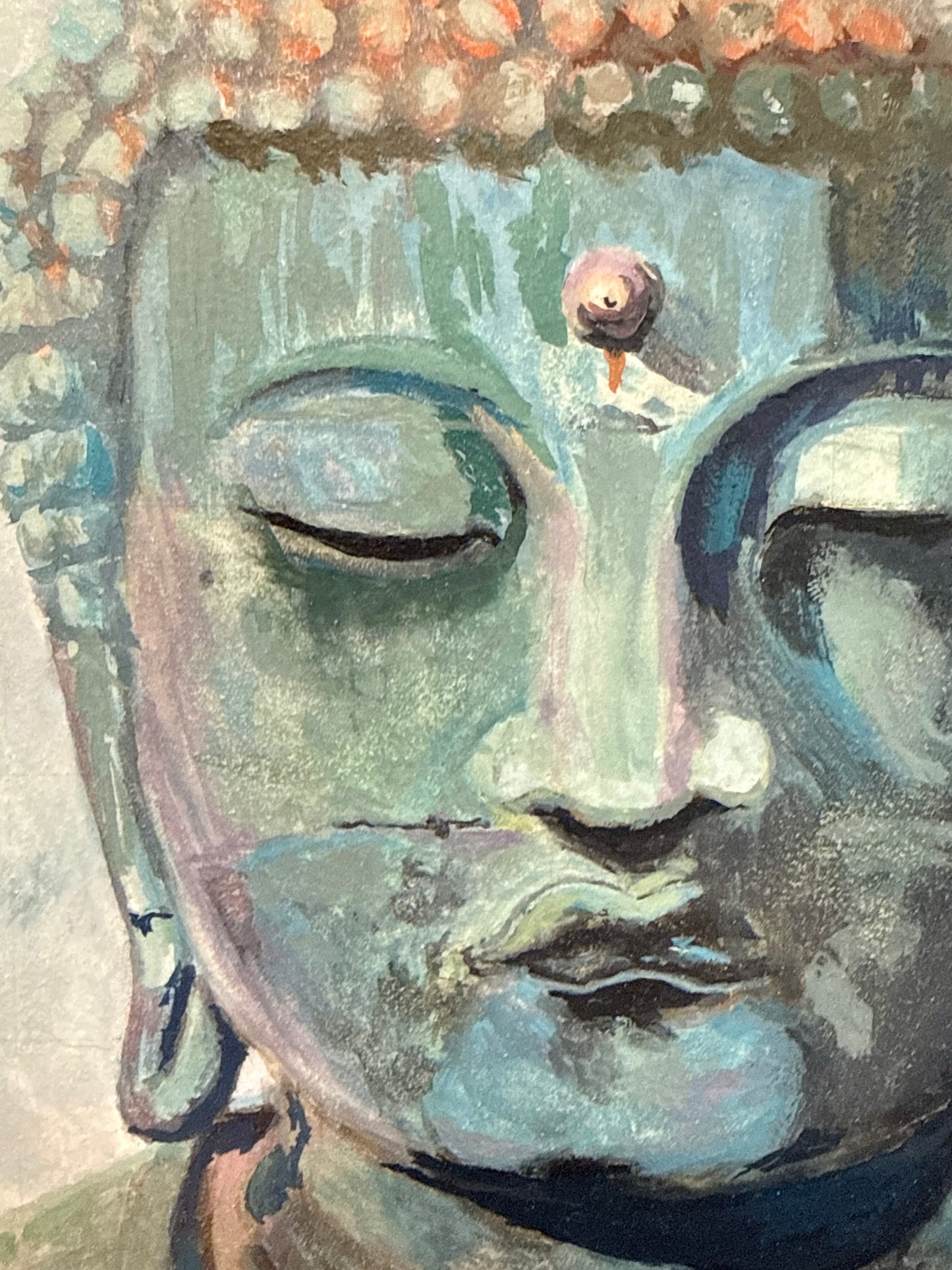 Karen McCool Ok, But Have You Tried Deep Breathing? Buddha Portrait Oil Painting in Black Floater Frame