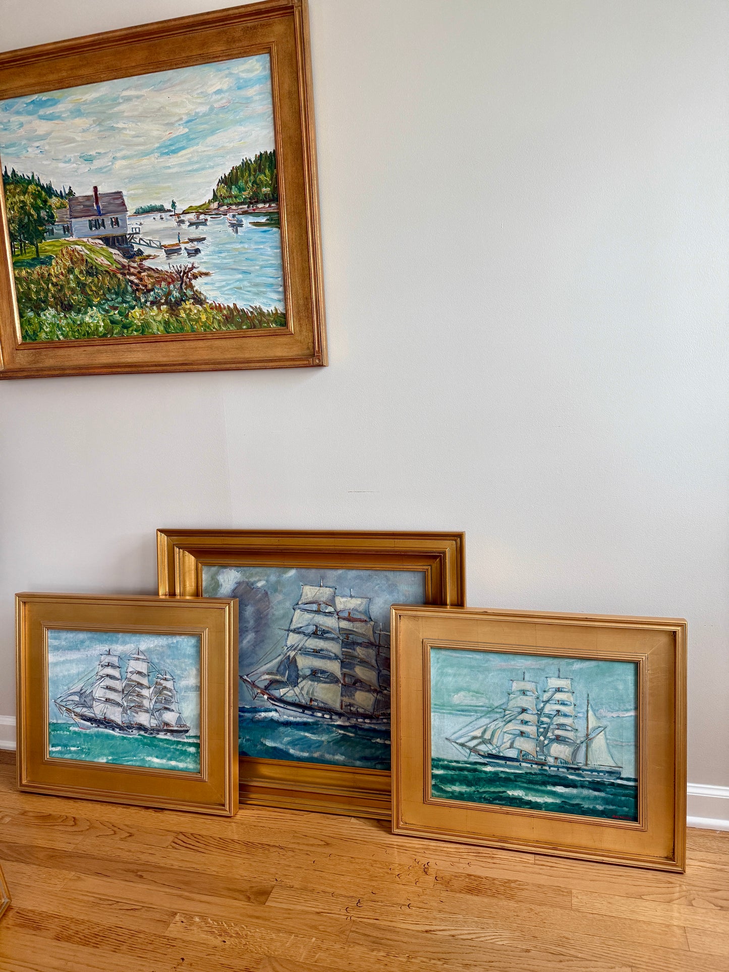 Ruth Wilcox American Clipper Ship Portrait #2 Oil Painting in Gold Frame