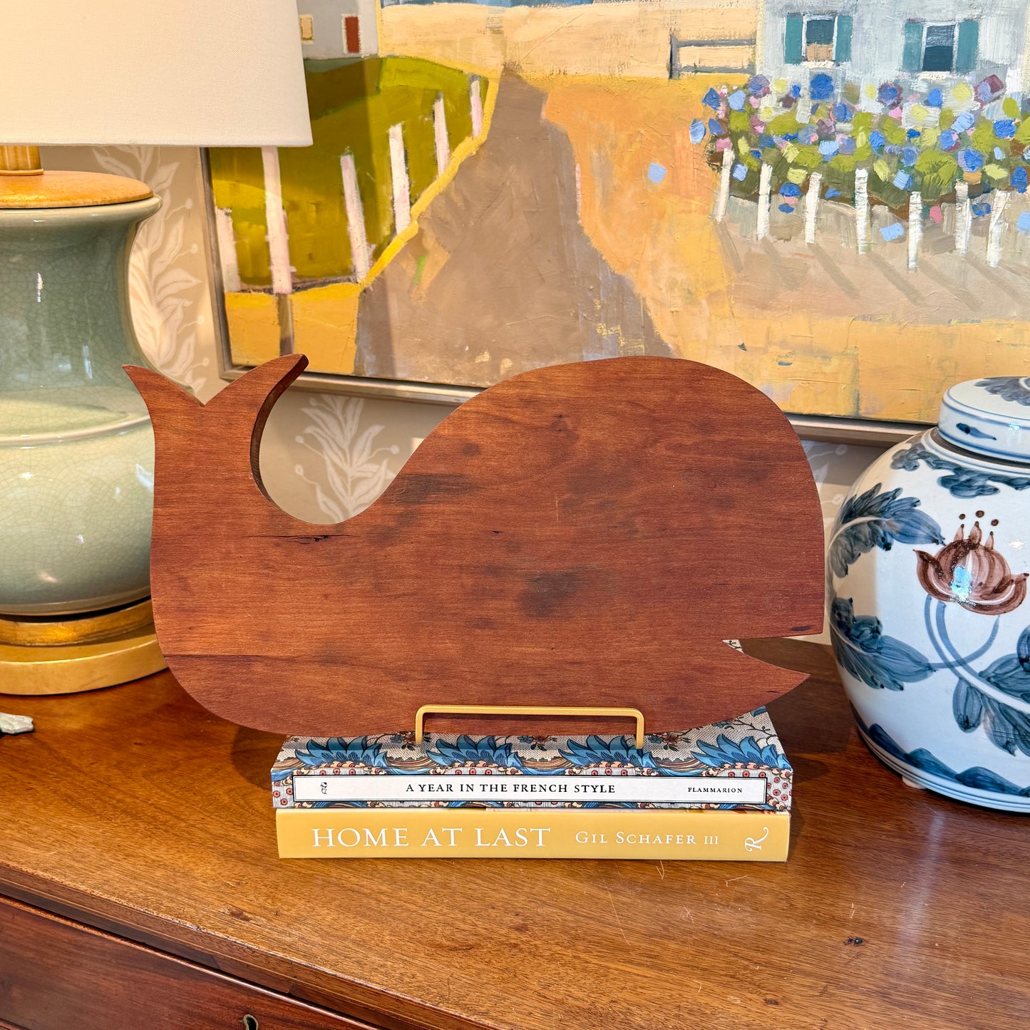 Vintage American Folk Art Wooden Carved Whale