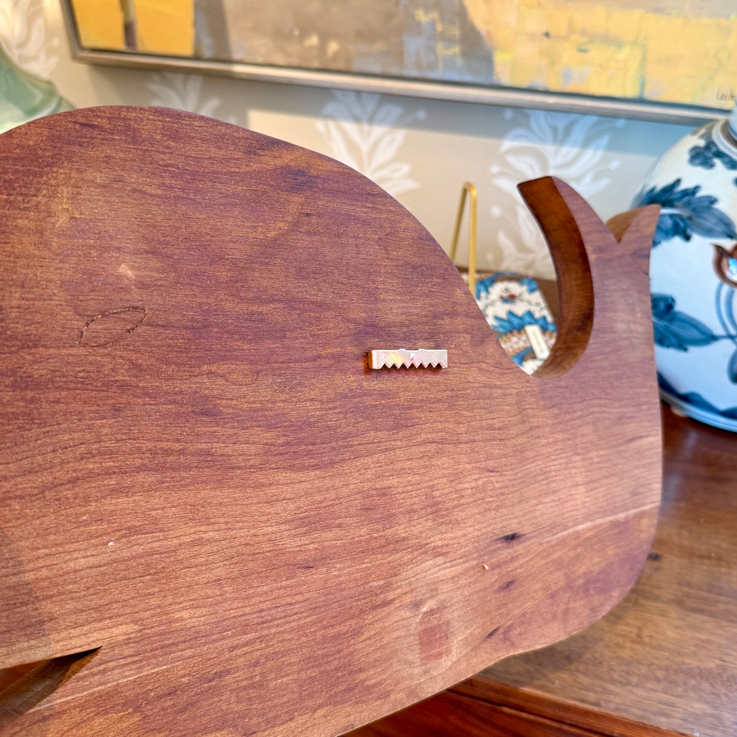Vintage American Folk Art Wooden Carved Whale