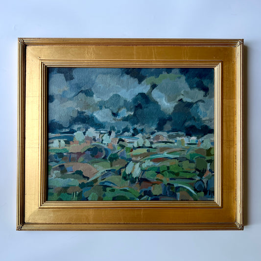 Marlene E. Miller Moody Expressionist Landscape Oil Painting in Gold Frame