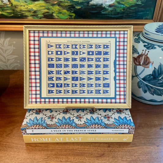 1962 Private Signals of Yachtsmen Flags on Red and White Check in Gold Frame