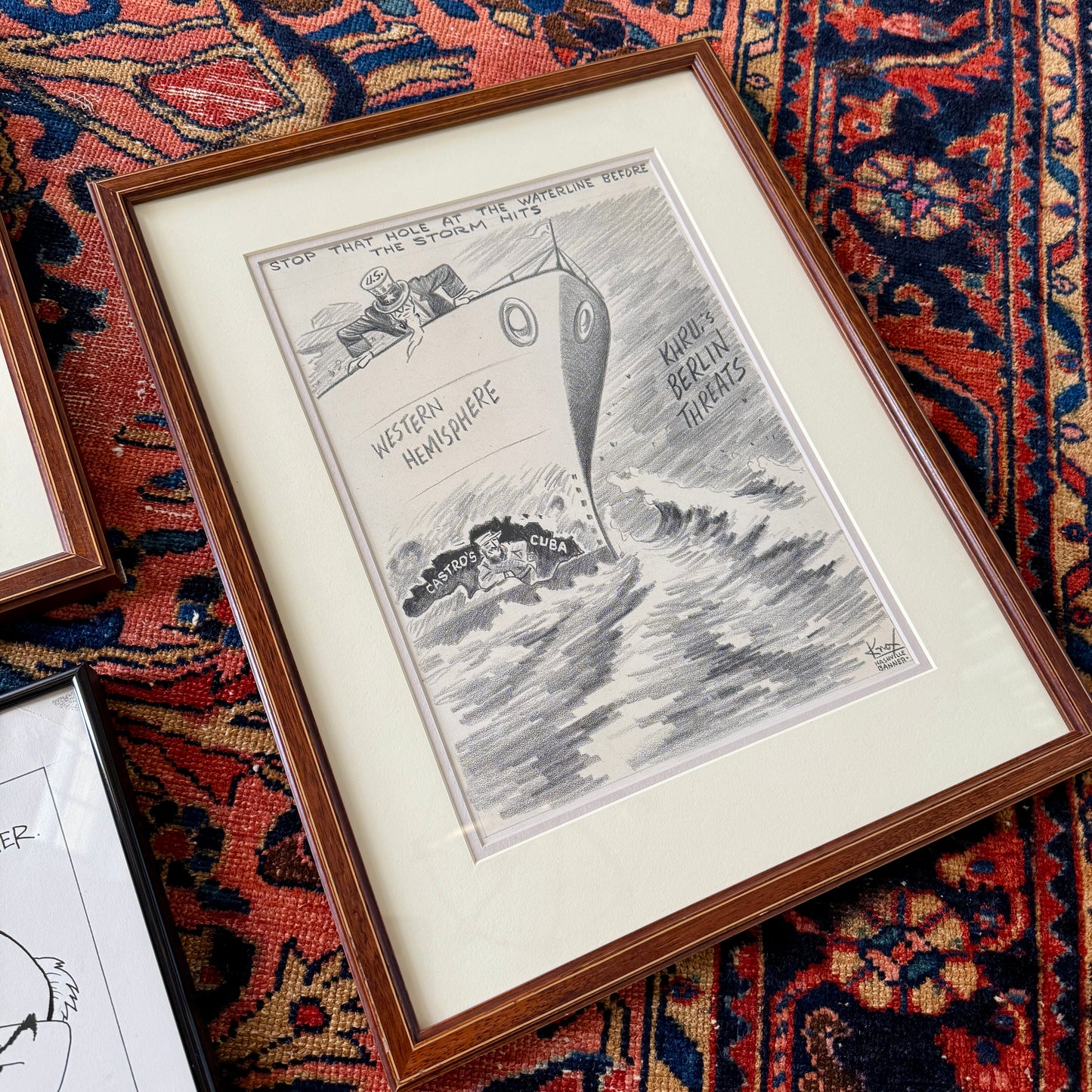 Set of Four Original Political Cartoon Drawings by Tony Auth (Philadelphia Inquirer) and Jack Knox (Nashville Banner)