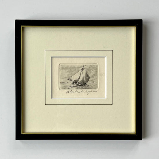 Maarten Langbroek (Dutch, 1918-1985) Sailboat Portrait Etching