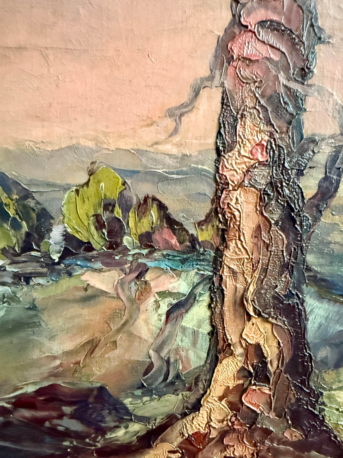 Leonid Gechtoff 1940 Twilight Blue Ridge Mountains, PA Landscape Oil Painting in Gold Frame