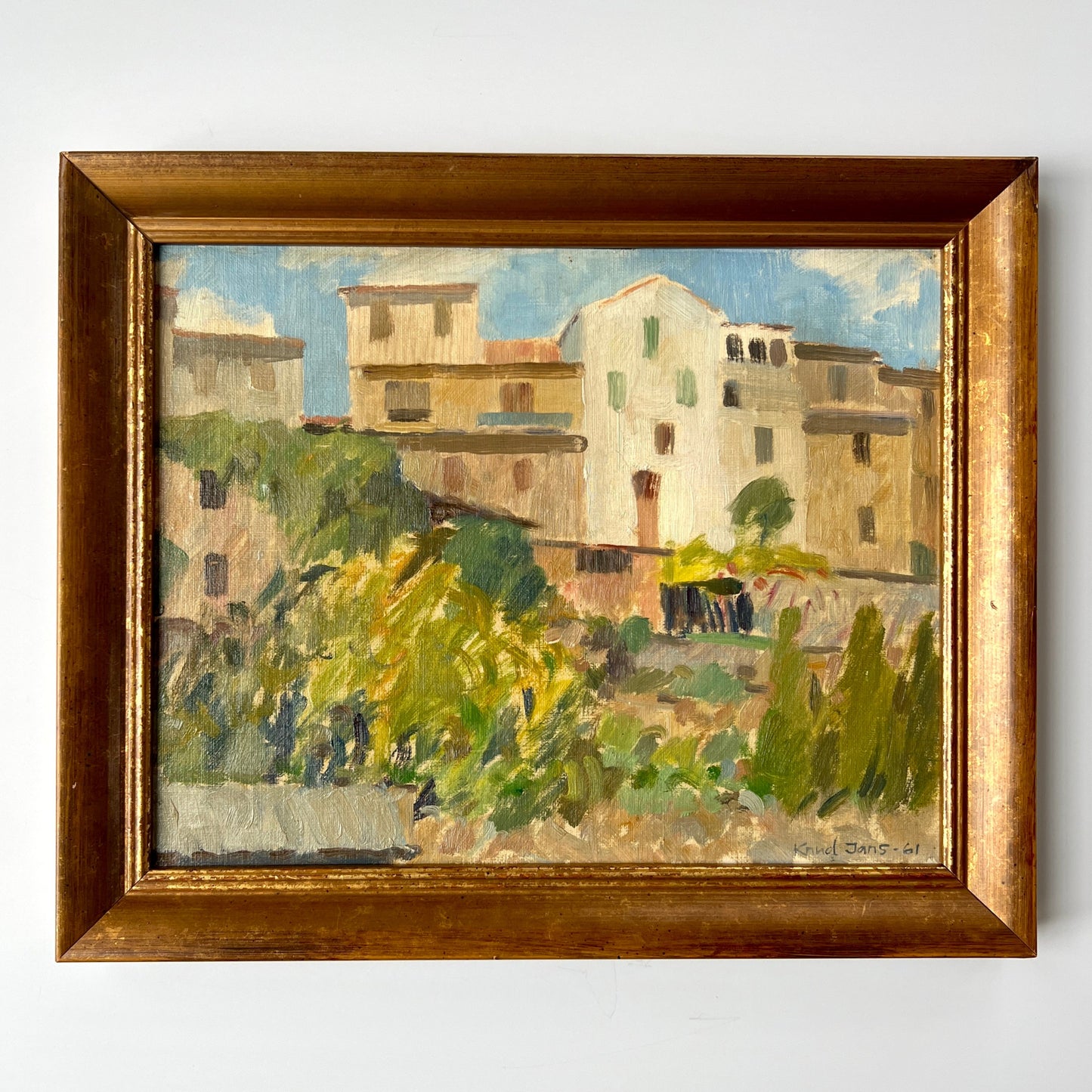 Mid Century Hillside Landscape Oil Painting