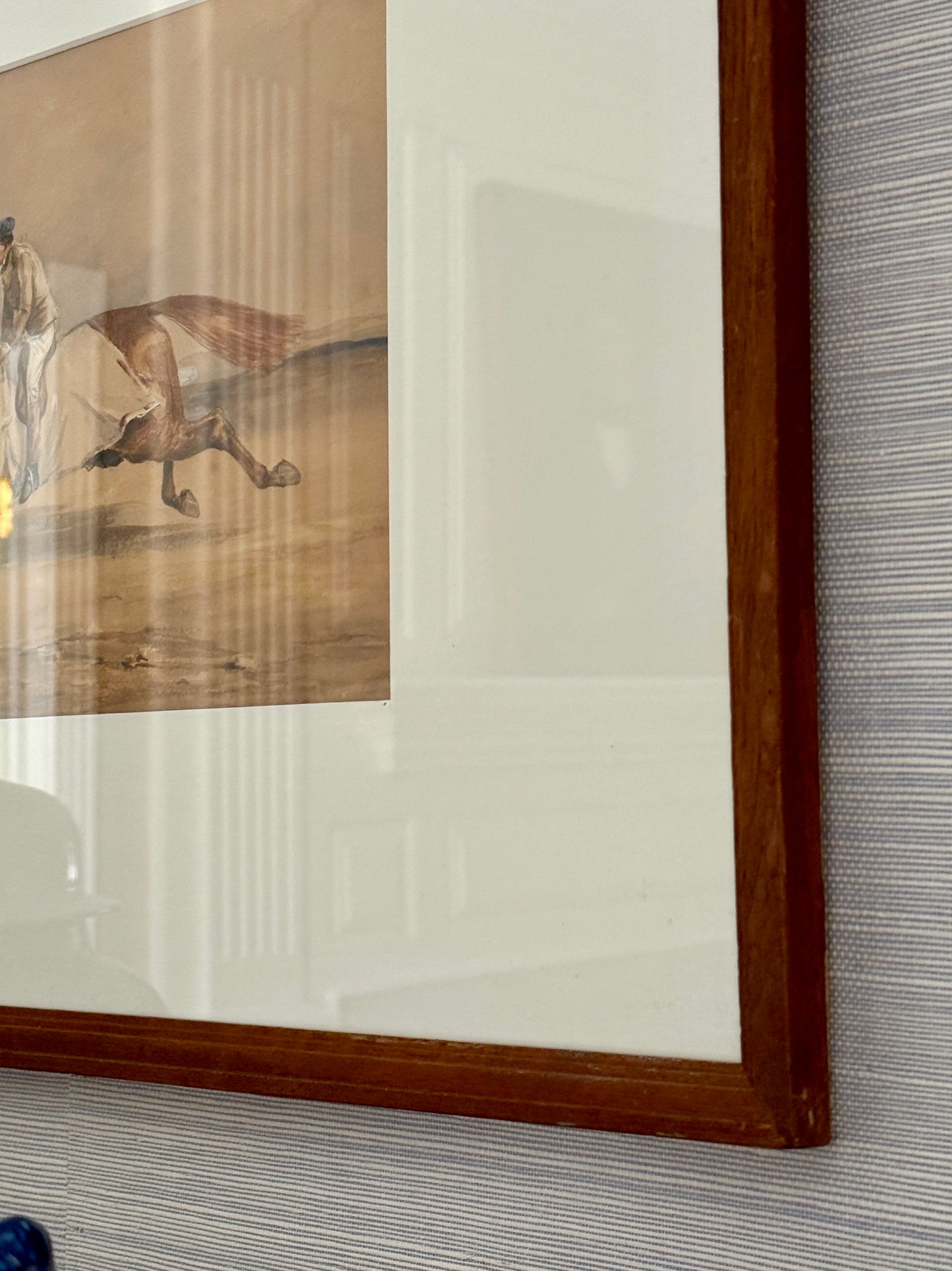 Edward Hull 19th Century Watercolor Jockey and Horse Portrait Painting in Wood Frame