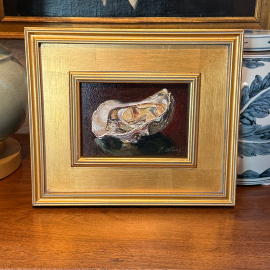 Youqing Wang Shucked Oyster Still Life Oil Painting in Gold Frame