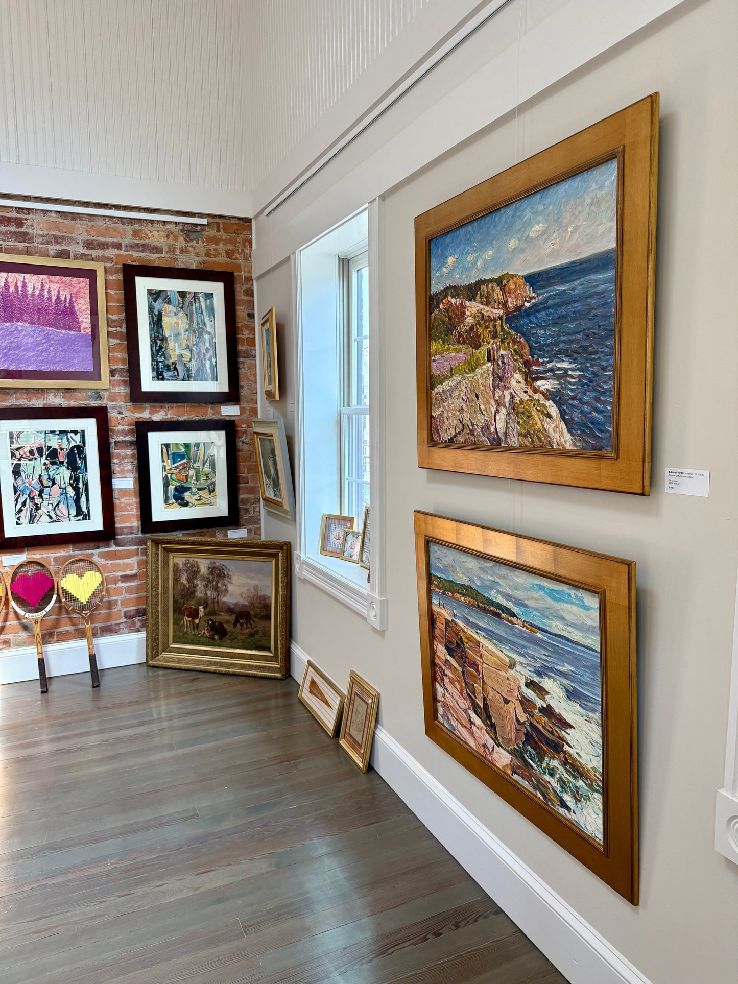 Edmund Jordan View from the Top New England Coastal Landscape Oil Painting in Gold Frame