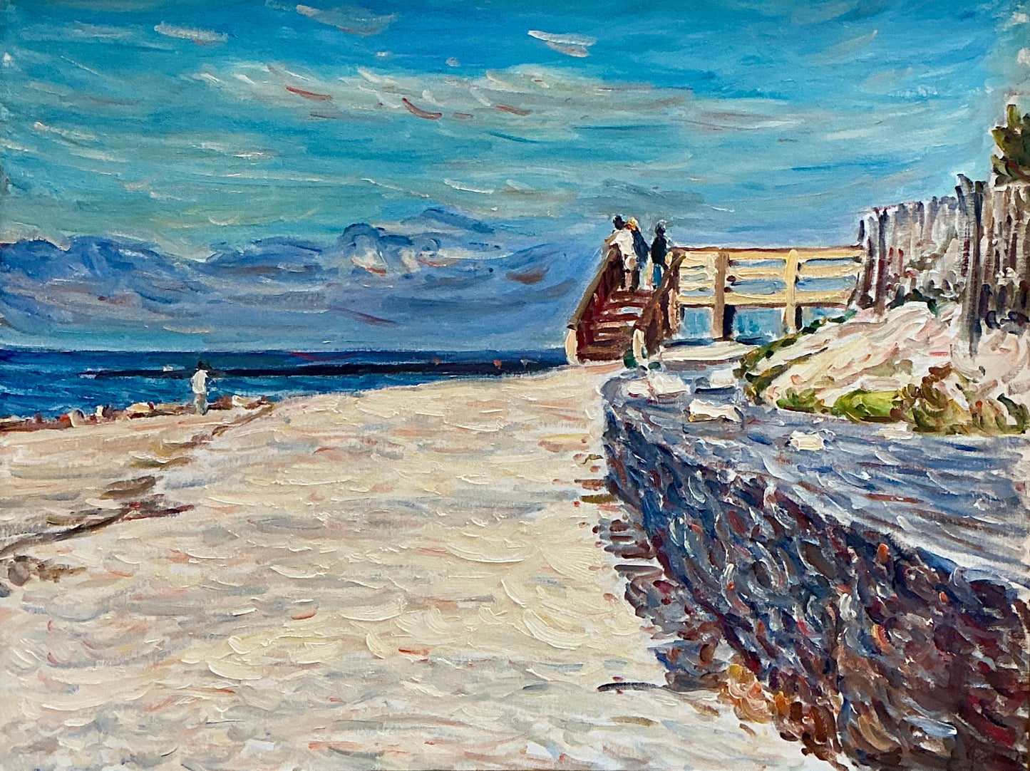 Edmund Jordan August Lookout Oil Painting Coastal Landscape in Gold Frame