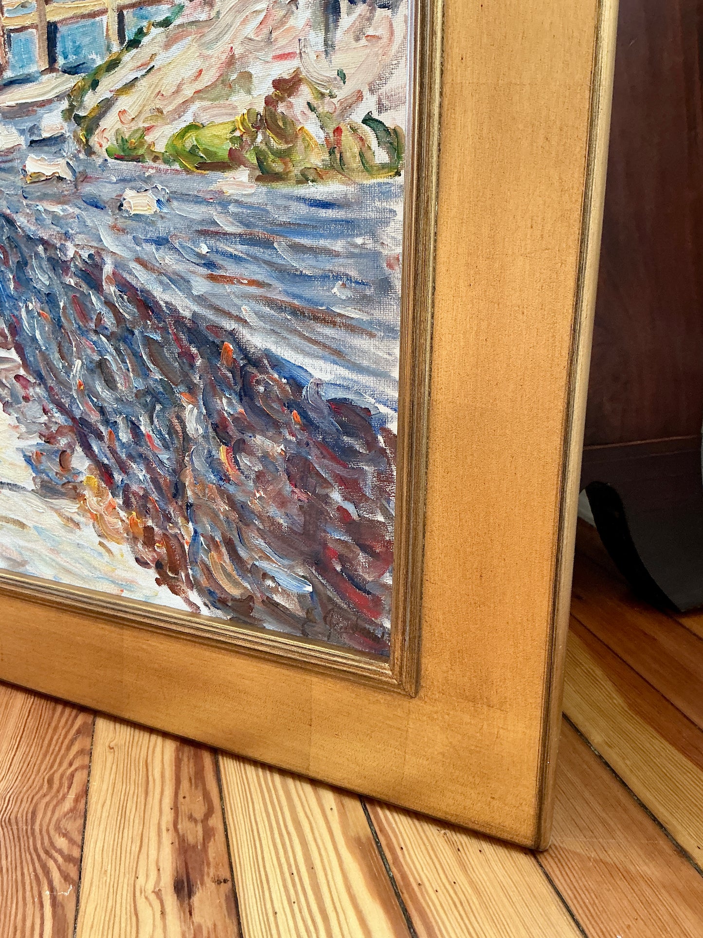Edmund Jordan August Lookout Oil Painting Coastal Landscape in Gold Frame