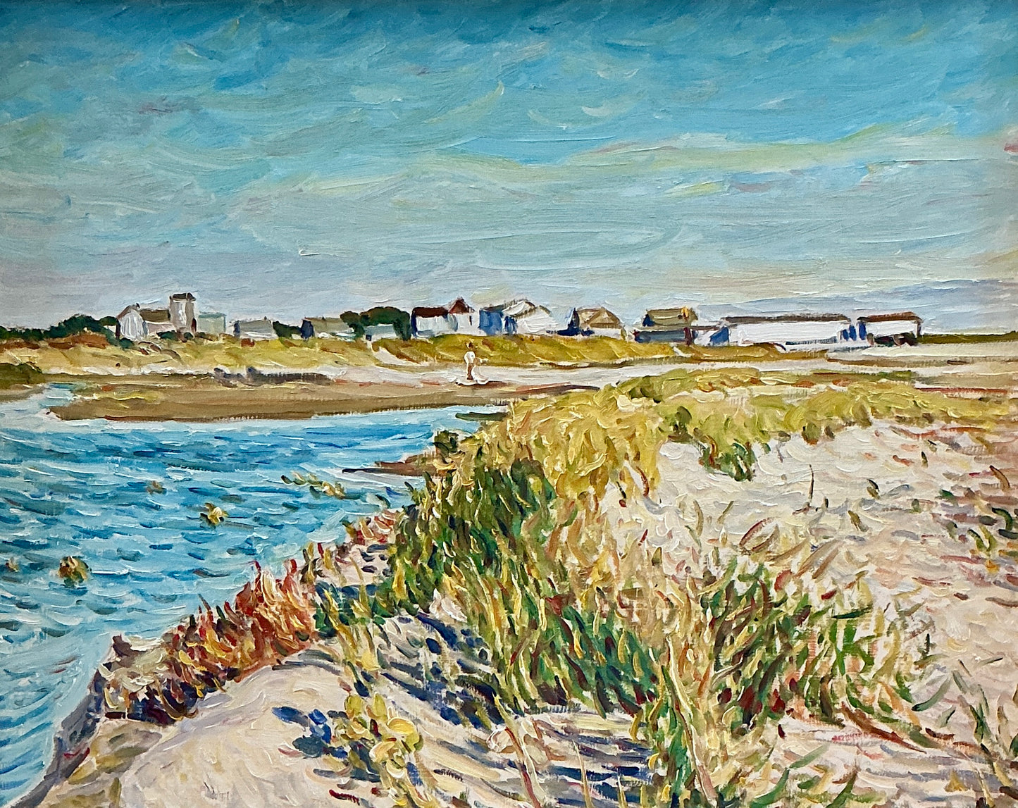 Edmund Jordan Cape Cod 1998 Oil Painting Coastal Landscape in Gold Frame
