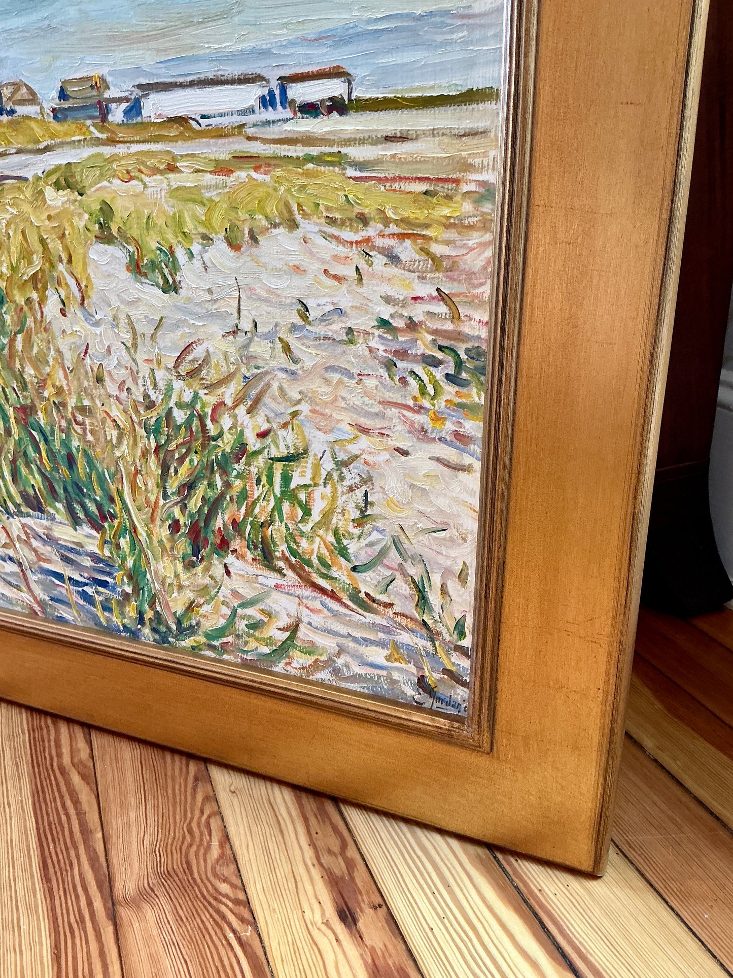 Edmund Jordan Cape Cod 1998 Oil Painting Coastal Landscape in Gold Frame