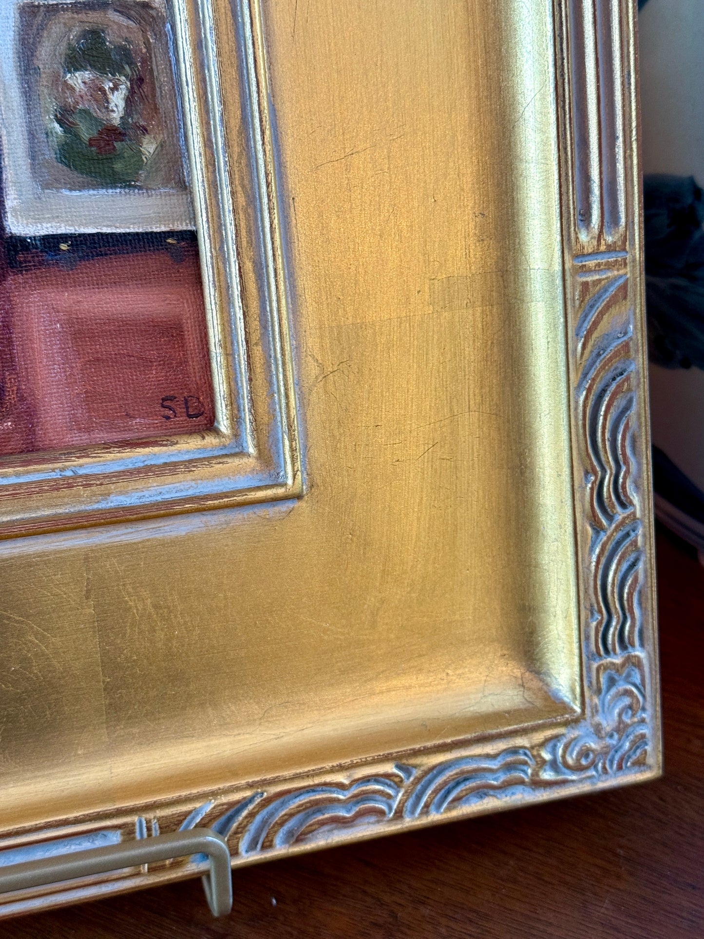 Stephanie Doucet Monet’s View in Giverny, France Interior Oil Painting in Gold Frame