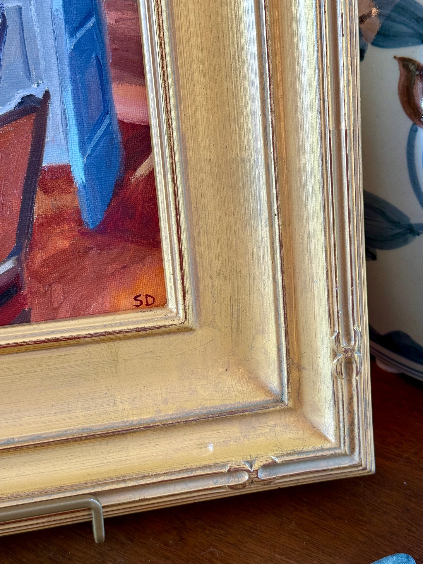 Stephanie Doucet Chinoiserie in Aix-en-Provence, France Interior Oil Painting in Gold Frame