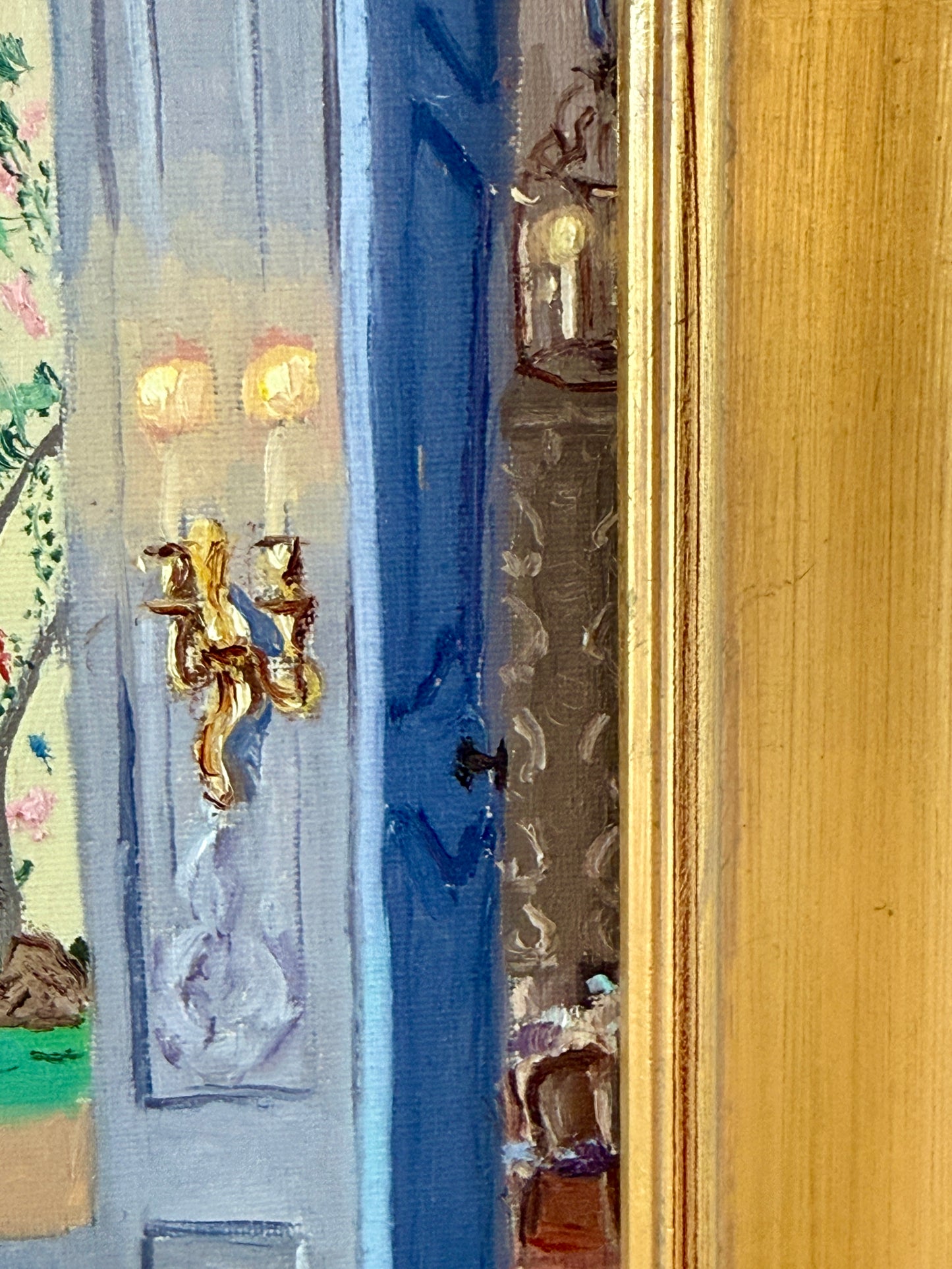 Stephanie Doucet Chinoiserie in Aix-en-Provence, France Interior Oil Painting in Gold Frame