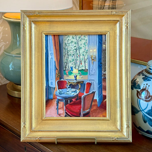 Stephanie Doucet Chinoiserie in Aix-en-Provence, France Interior Oil Painting in Gold Frame