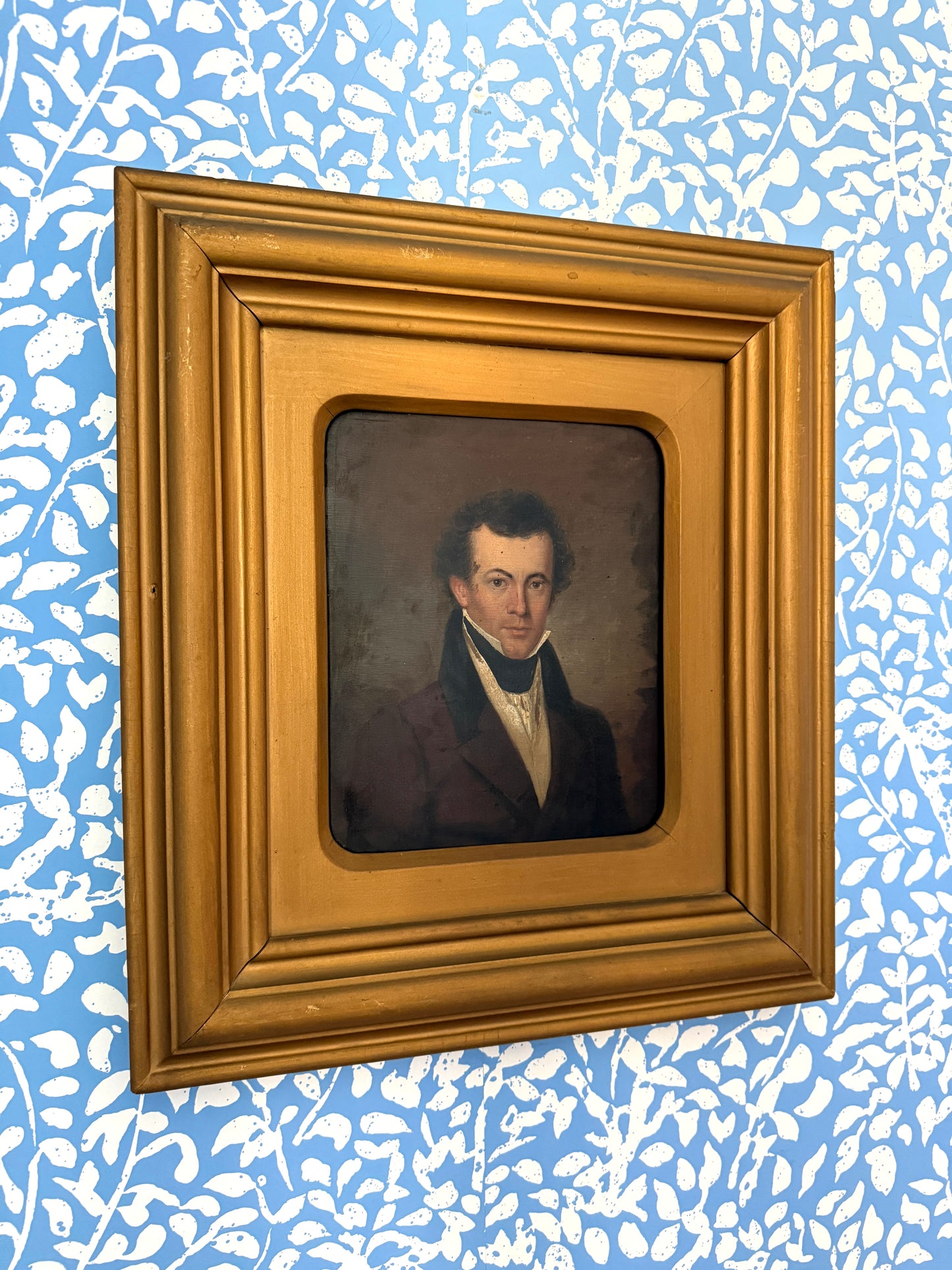 19th C. Portrait of a Philadelphia Gentleman Robert Charlton Kid Oil Painting in Gold Frame