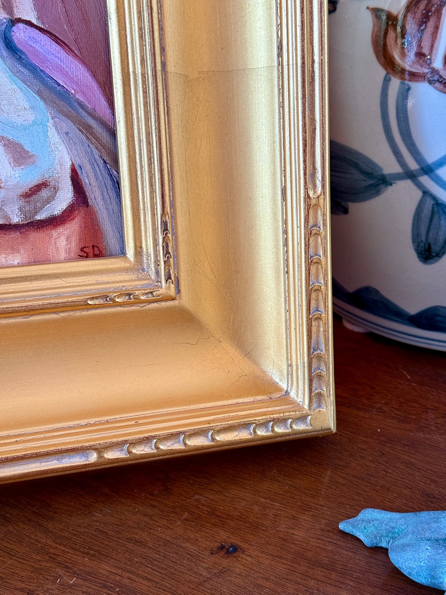 Stephanie Doucet Sunshine in the Pink Salon Aix-en-Provence, France Oil Painting in Gold Frame