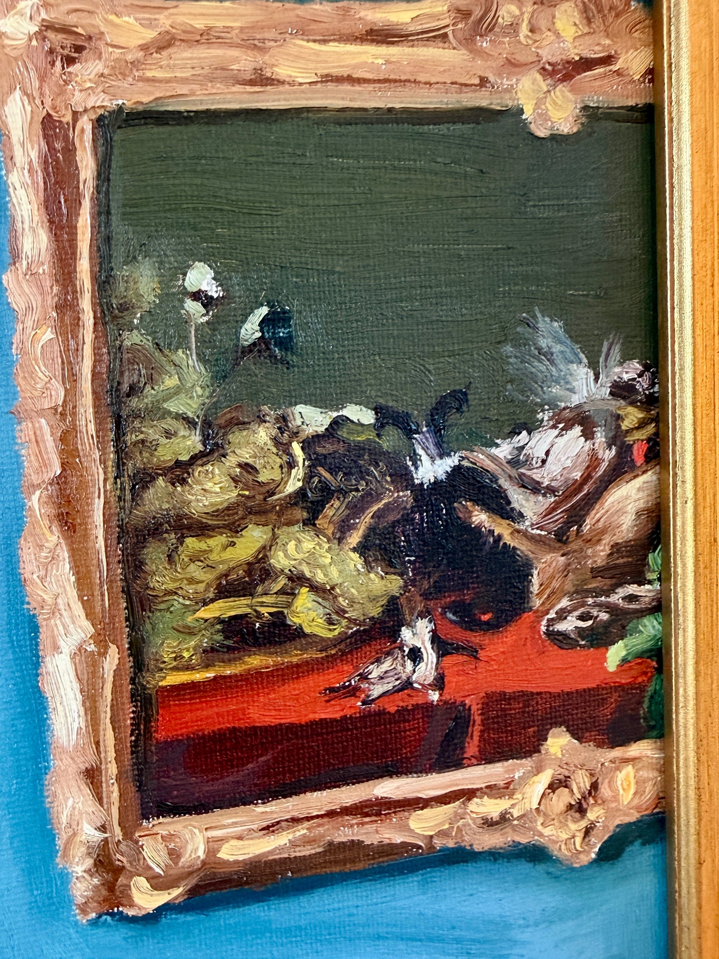 Stephanie Doucet Le Salon Bleu Paris, France Interior Oil Painting in Gold Frame