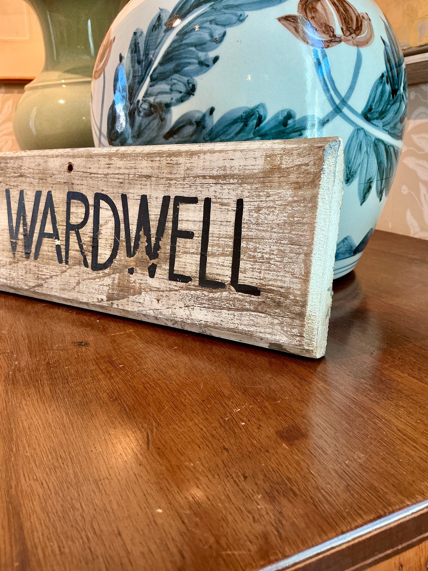 Early-Mid 20th Century New England House Quarterboard "H. F Wardell" Hand Carved Wood Sign