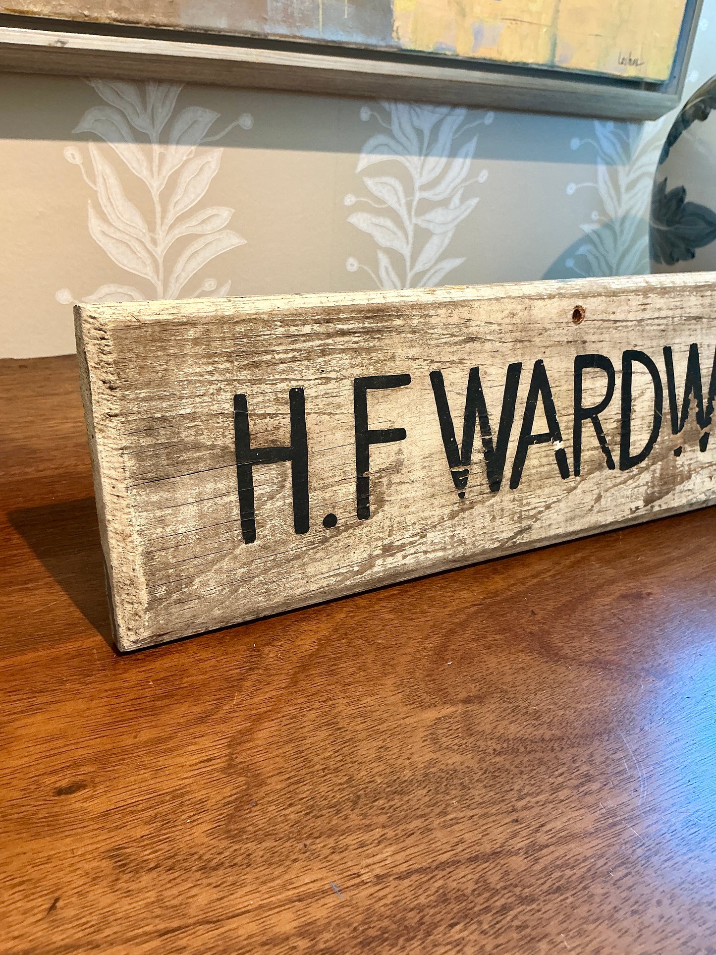 Early-Mid 20th Century New England House Quarterboard "H. F Wardell" Hand Carved Wood Sign