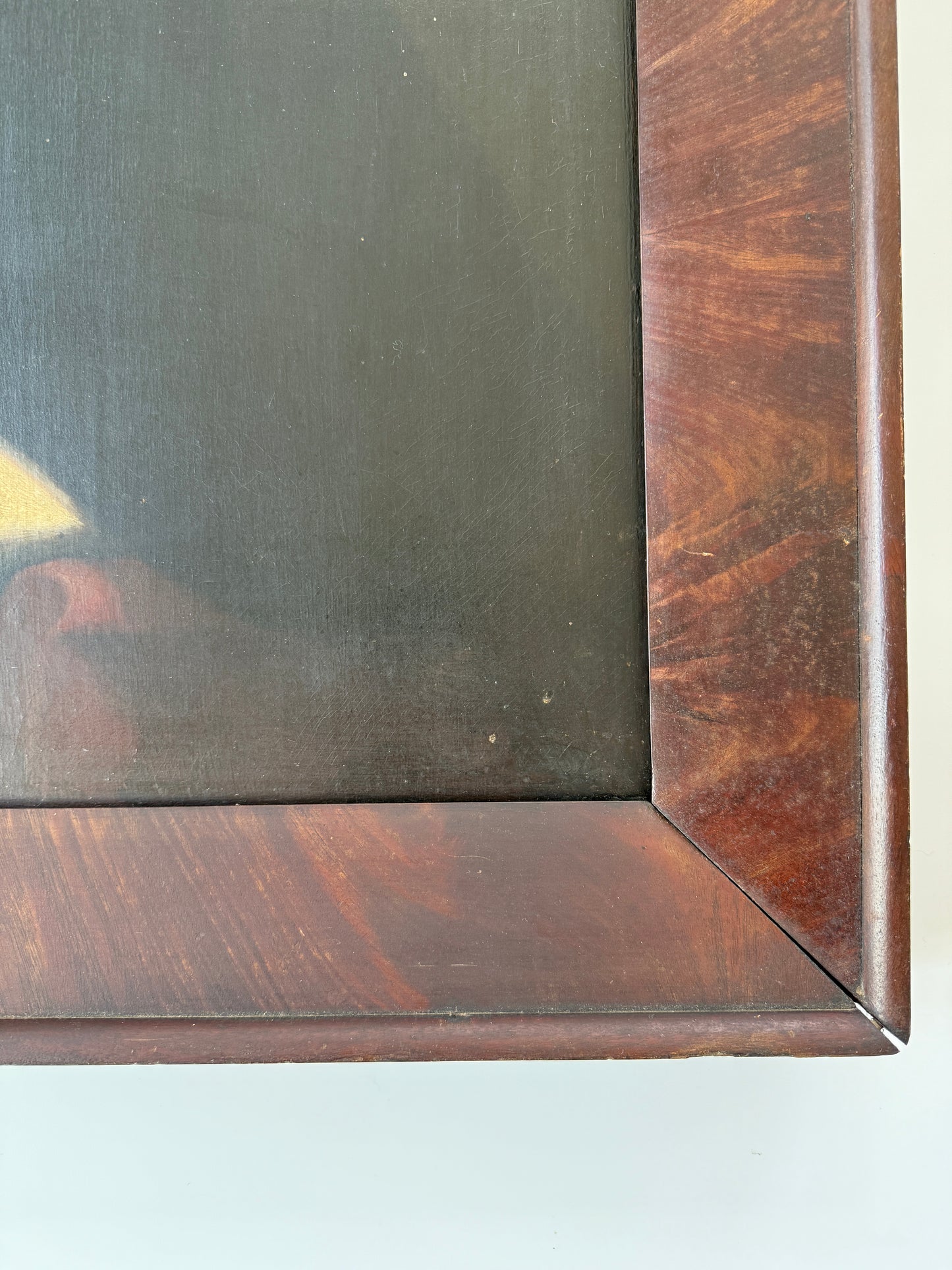 American 19th C. Portrait of a Gentleman Oil Painting in Grained Wood Frame
