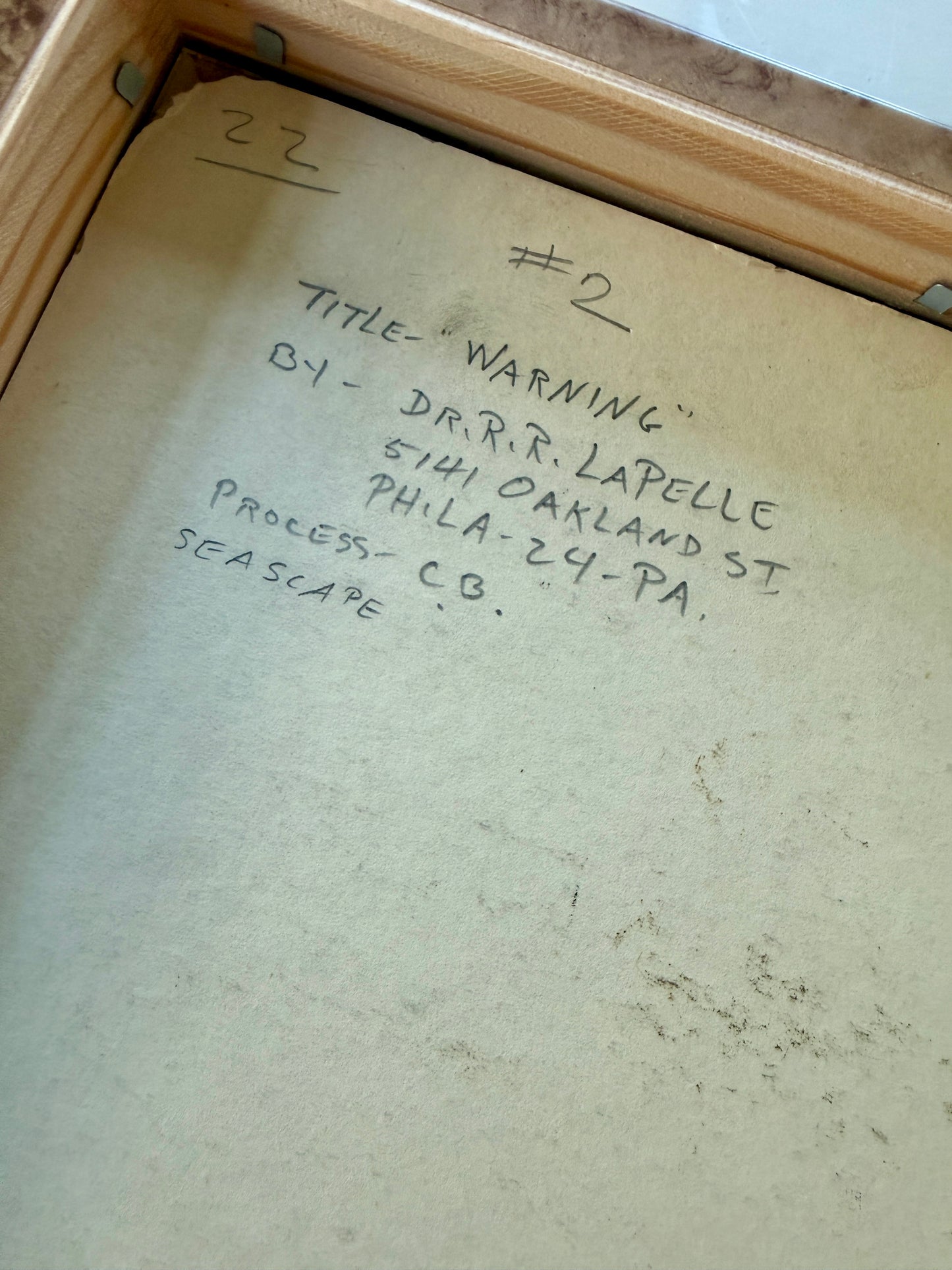 R.R. LaPelle Warning Father and Son Original Silver Gelatin Coastal Photograph in Burlwood Frame