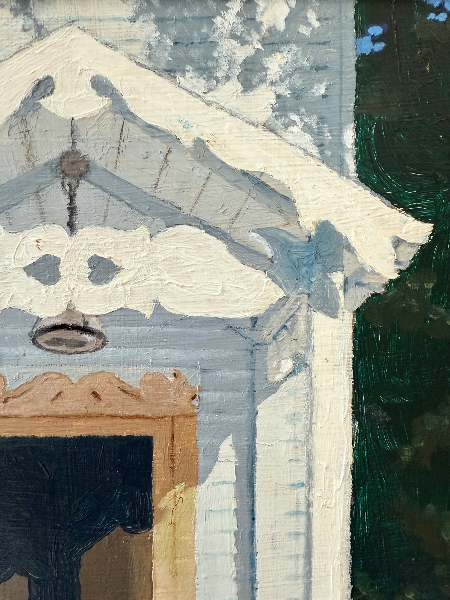 Terry LaMar Front Porch - Late Summer, Maine House Portrait Oil Painting in Gold Frame