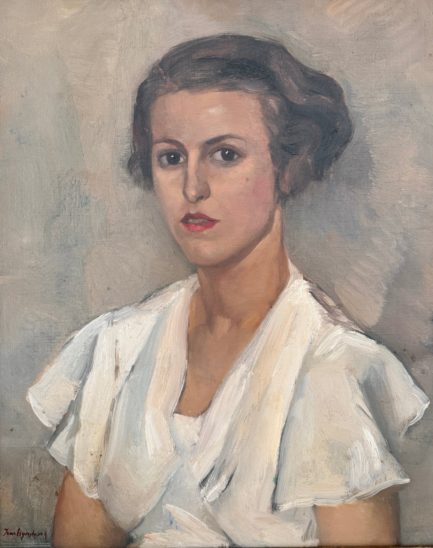 Early 20th Century Portrait of a Young Lady in Antique Gold Frame