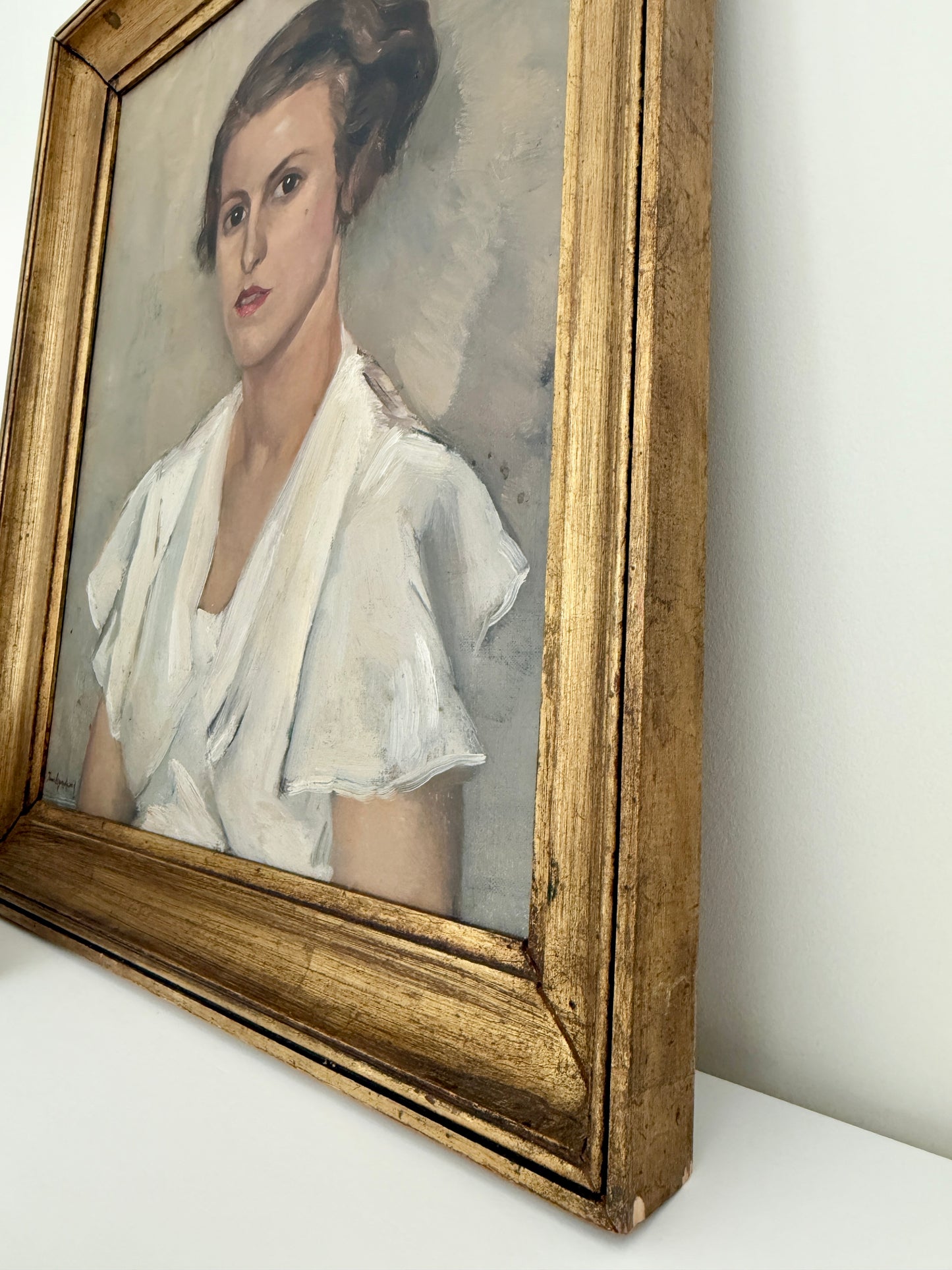 Early 20th Century Portrait of a Young Lady in Antique Gold Frame