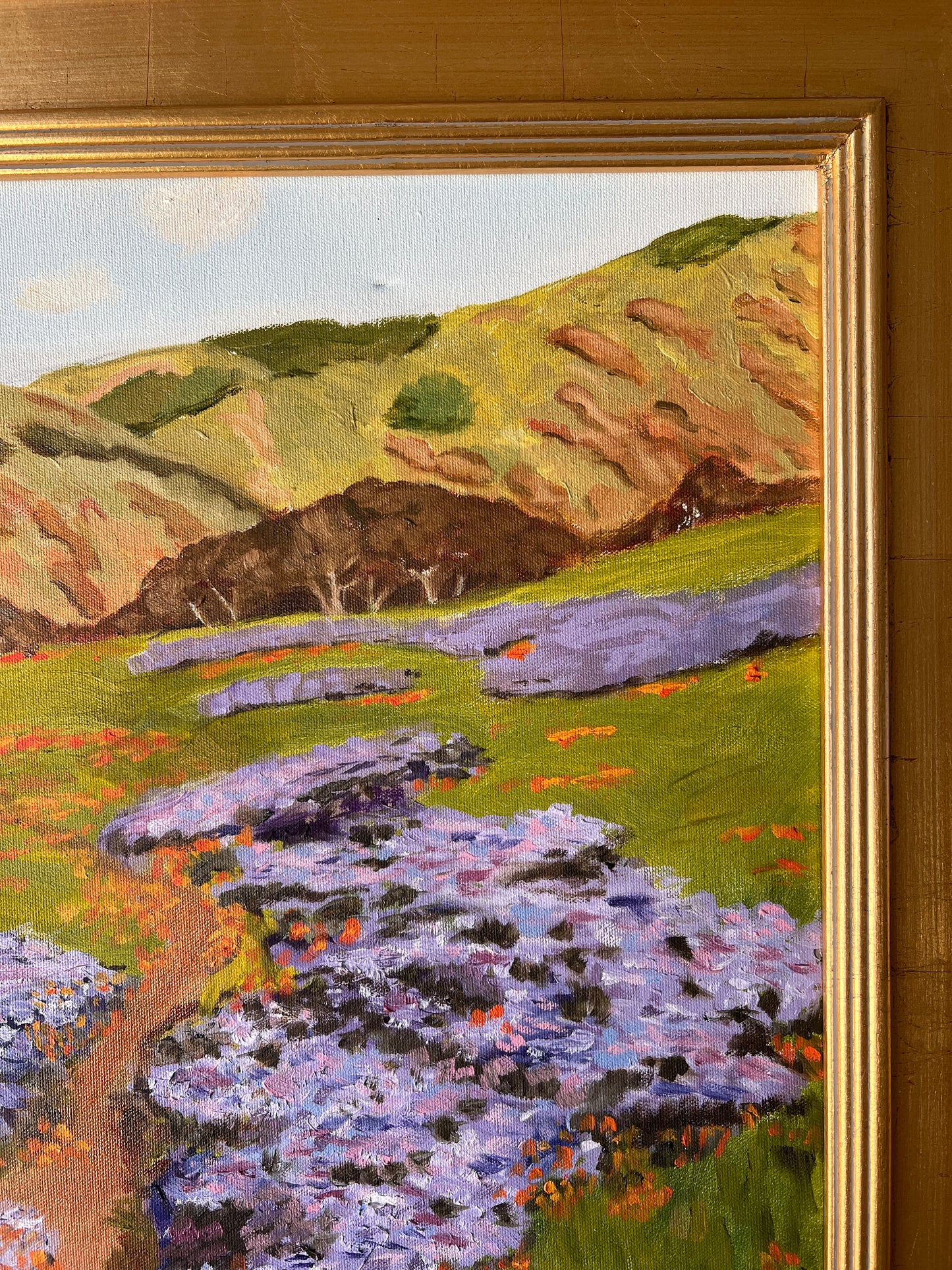 After John Marshall Gamble Joyous Spring California Landscape Painting in Gold Frame