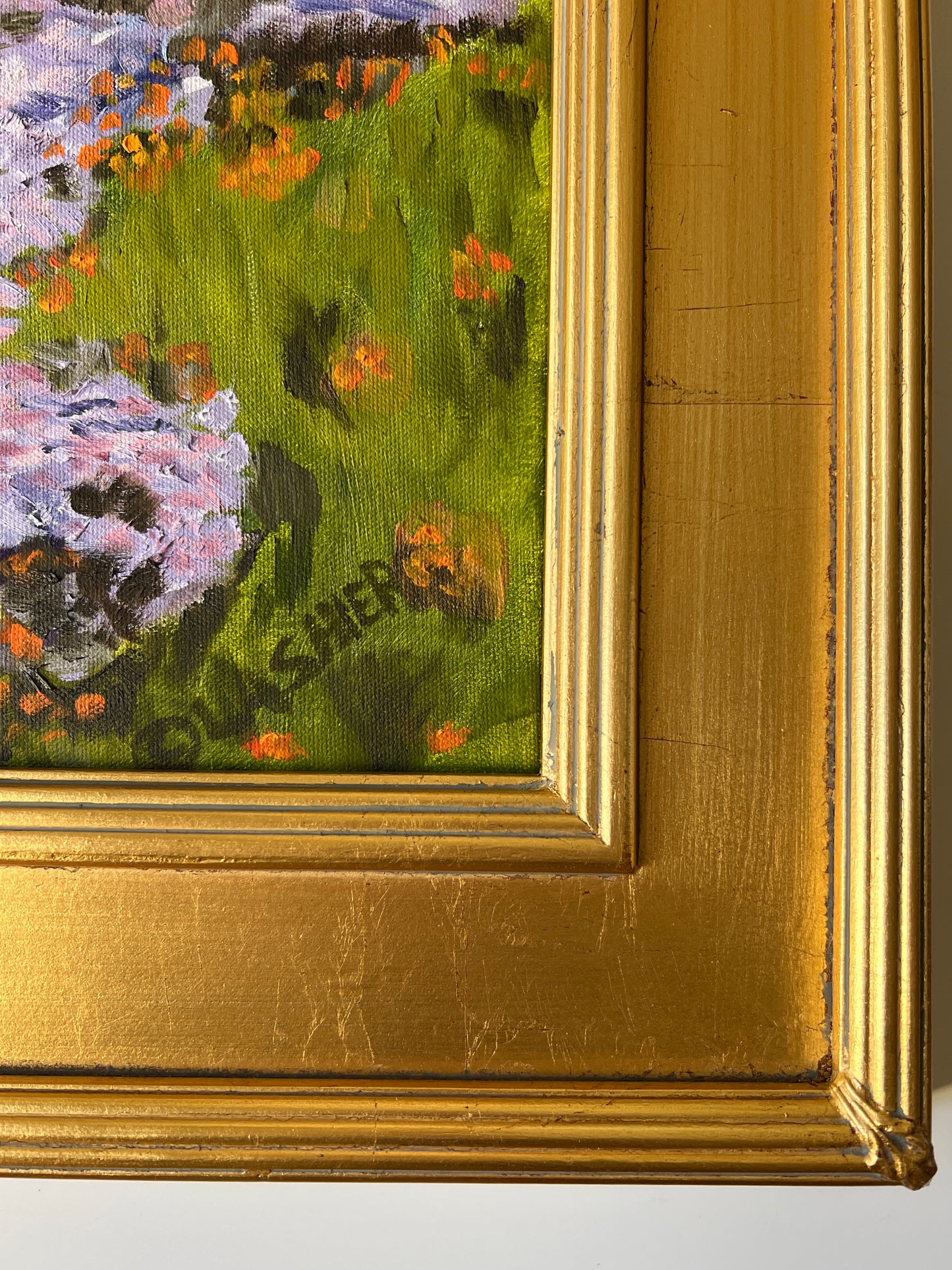 After John Marshall Gamble Joyous Spring California Landscape Painting in Gold Frame