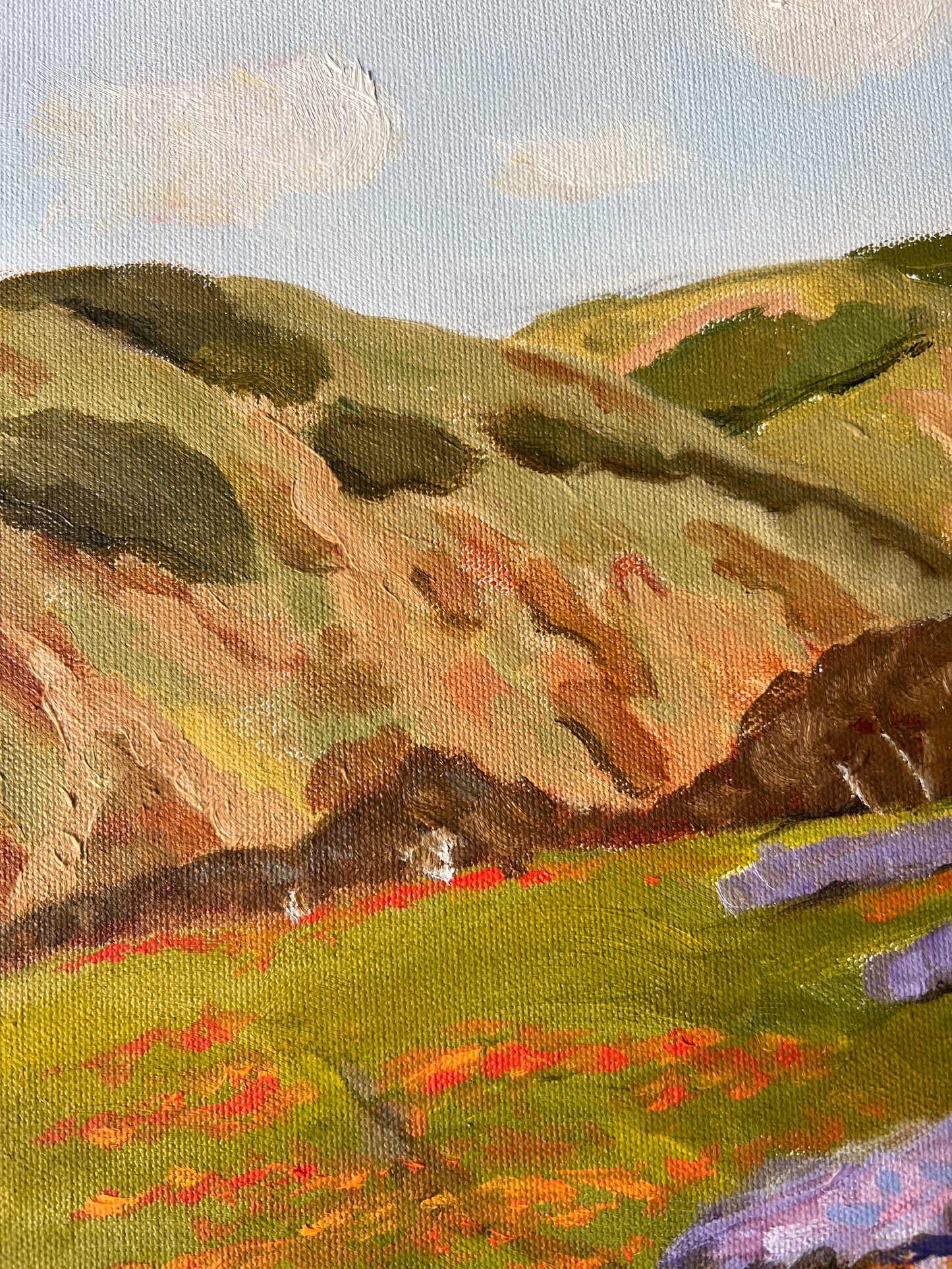 After John Marshall Gamble Joyous Spring California Landscape Painting in Gold Frame