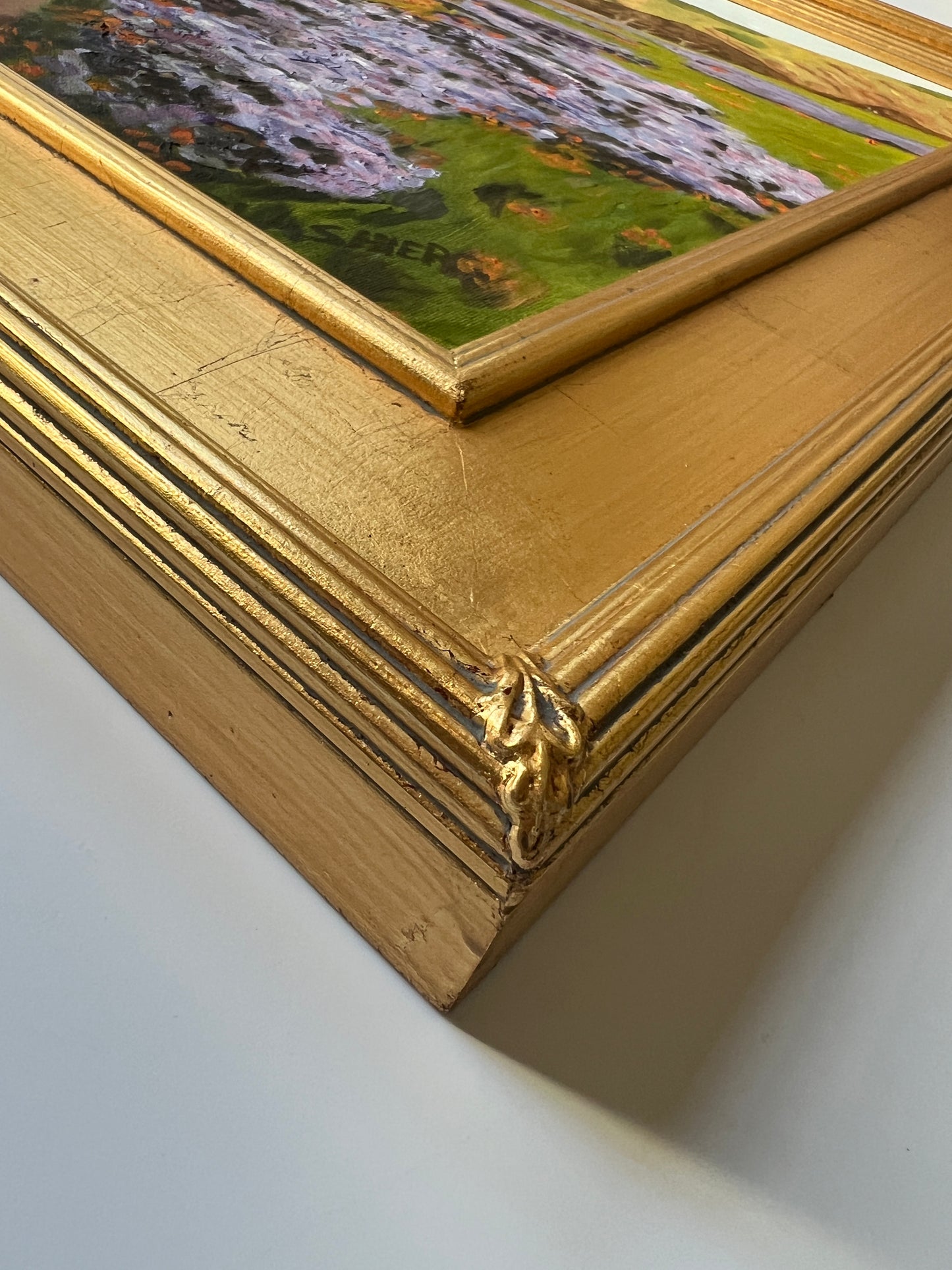 After John Marshall Gamble Joyous Spring California Landscape Painting in Gold Frame