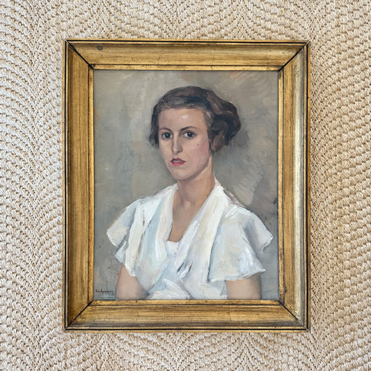 Early 20th Century Portrait of a Young Lady in Antique Gold Frame