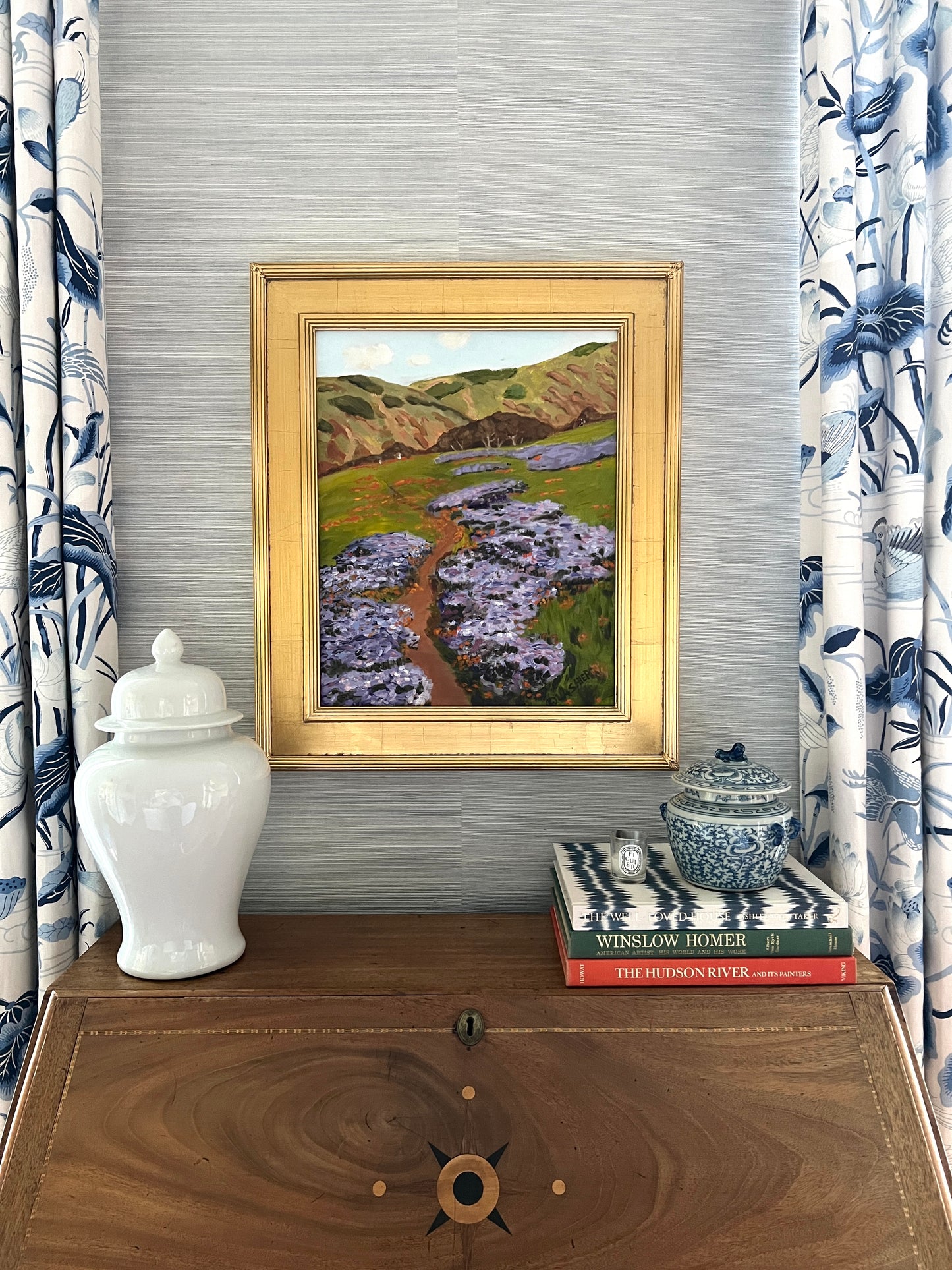 After John Marshall Gamble Joyous Spring California Landscape Painting in Gold Frame