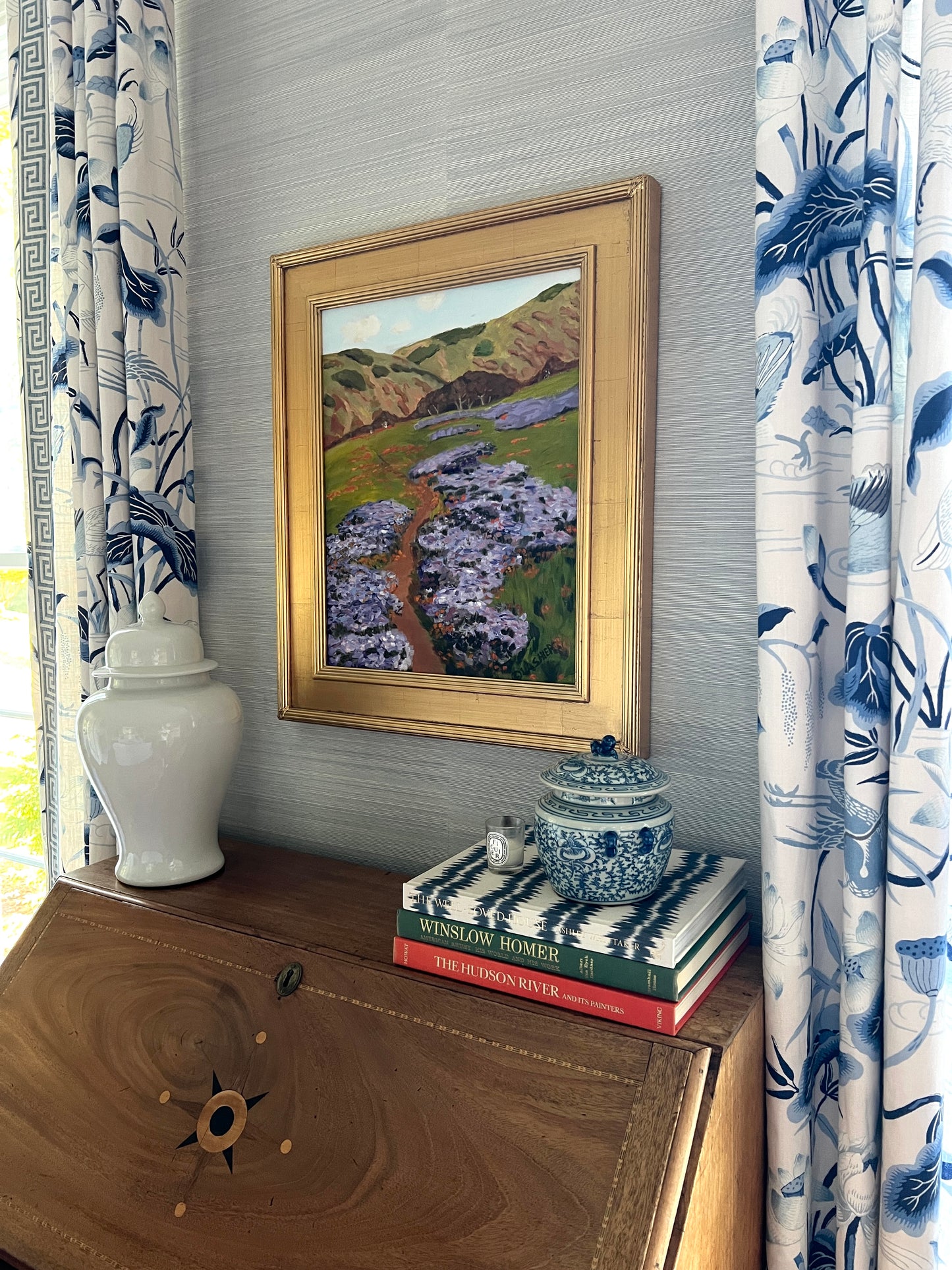 After John Marshall Gamble Joyous Spring California Landscape Painting in Gold Frame
